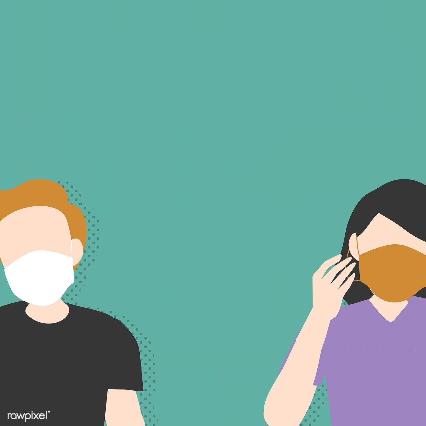 1400x1400 Masked people during social distancing vector. free image / Kappy Kappy. Vector free, Vector background pattern, Illustration
