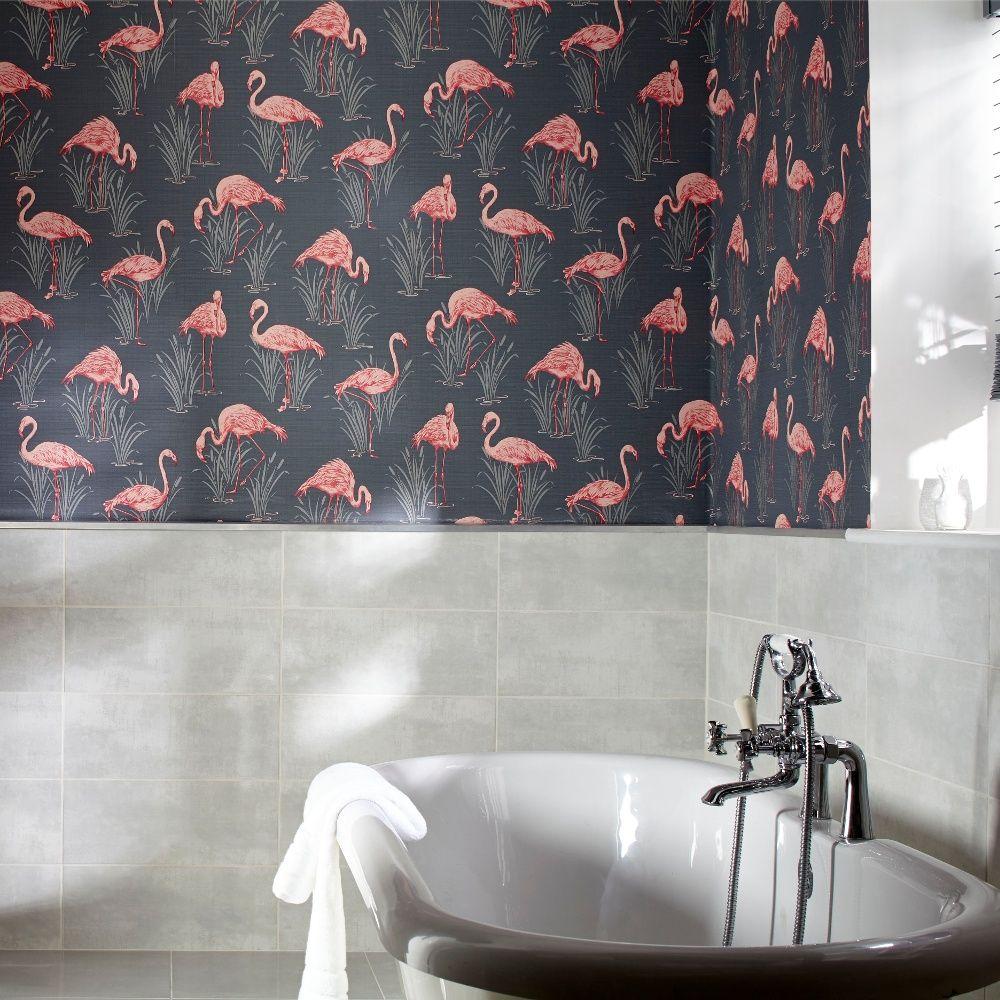1000x1000 Arthouse Vintage Lagoon Traditional Oriental Flamingo Textured