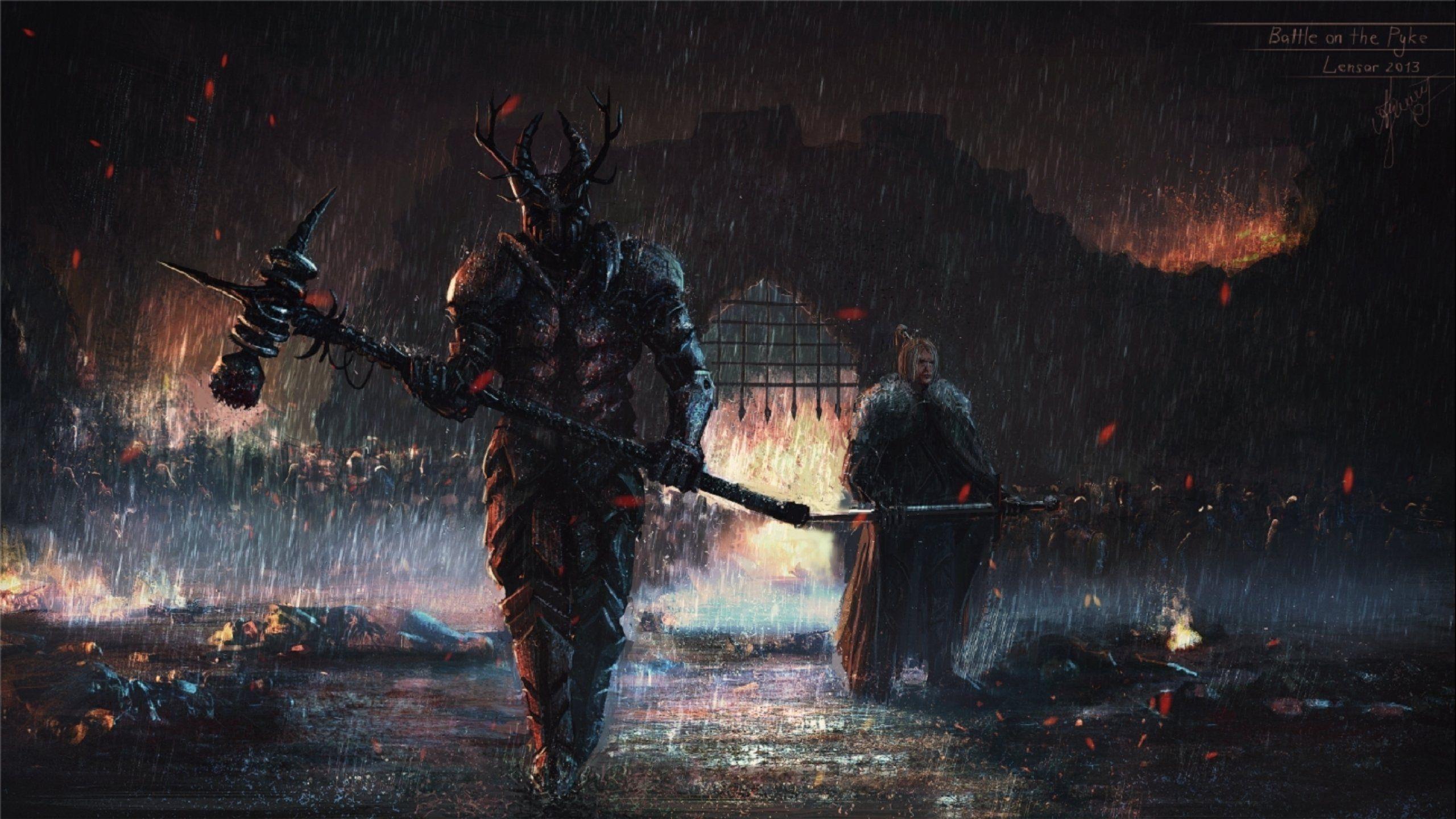 2560x1440 Fantasy art artwork song fire ice book warrior d wallpaperx1440