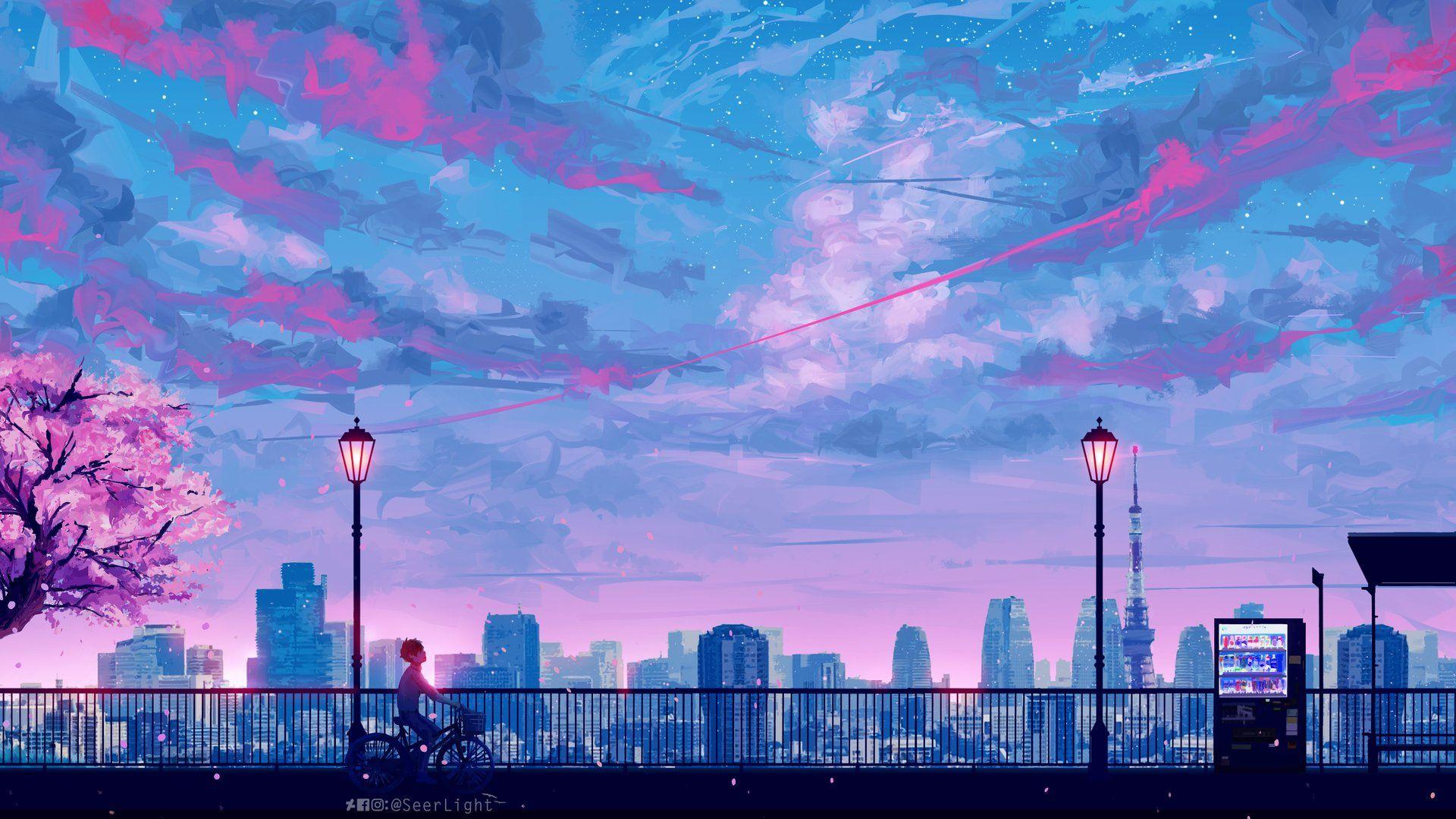 90s pink and blue anime aesthetic wallpapers