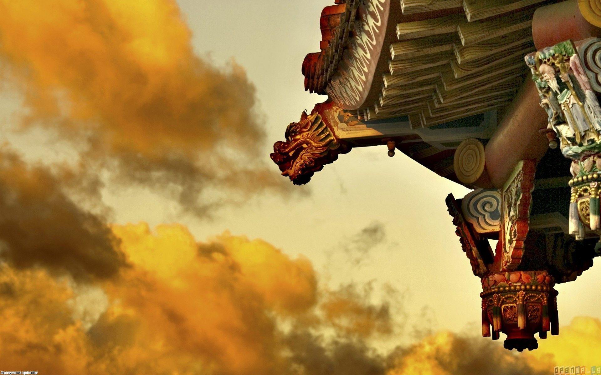 1920x1200 Dragon ridge turret on a traditional chinese roof wallpaper