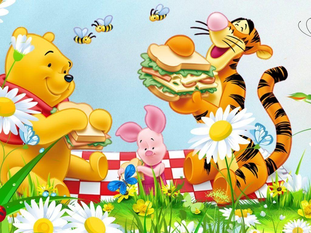 1024x768 Picnic Flowers Grass Bee Winnie The Pooh Tigger And Piglet Cartoon HD Wallpaper 1920x1080 :
