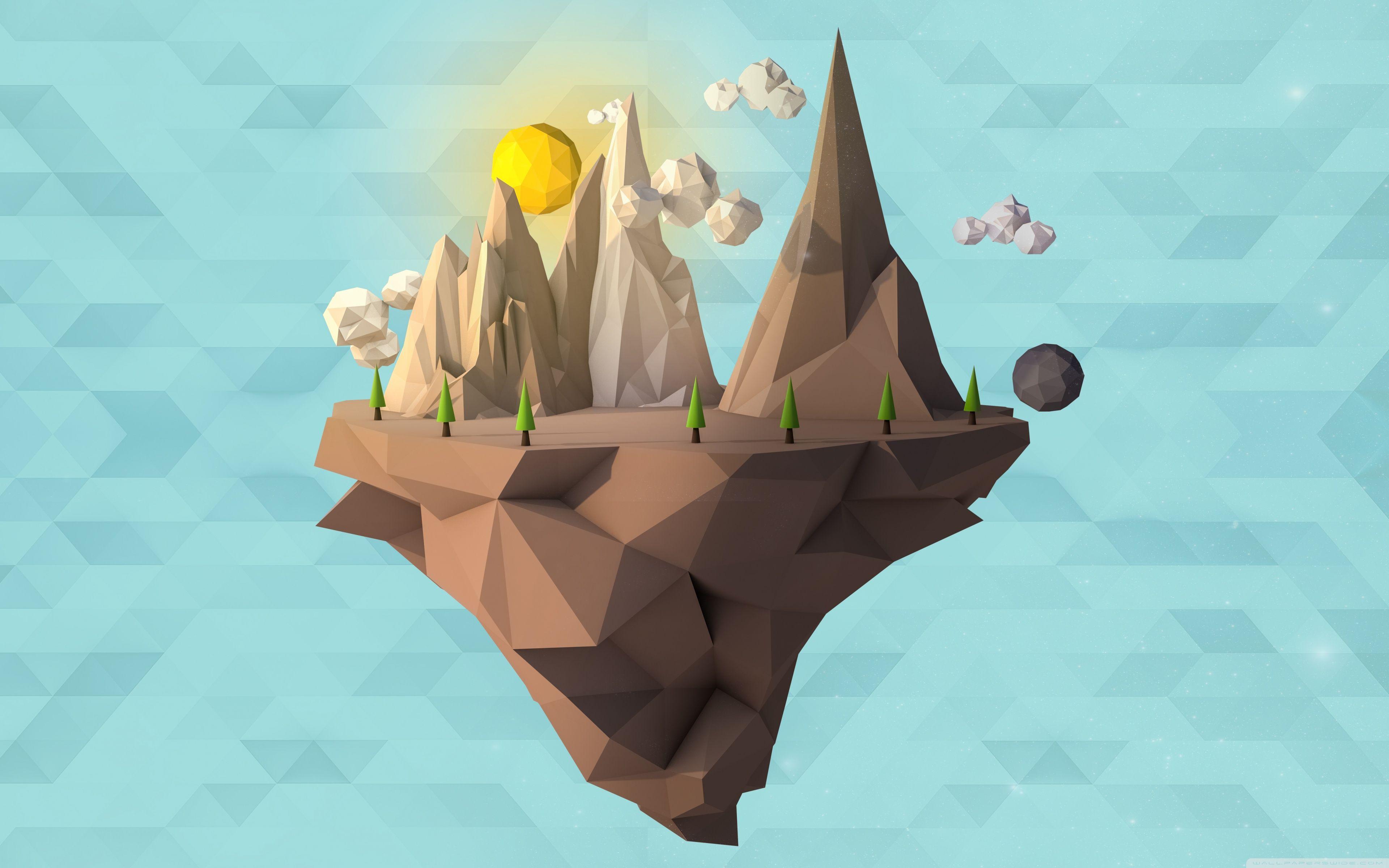 3840x2400 Low Poly Floating Island Ultra HD Desktop Background Wallpaper for 4K UHD TV : Widescreen & UltraWide Desktop & Laptop : Multi Display, Dual Monitor : Tablet