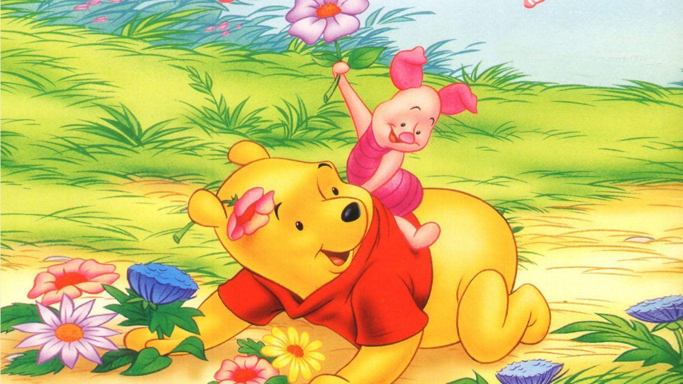 1366x768 Piglet And Winnie The Pooh Spring Flowers Cartoon Disney Image HD Wallpaper 1920x1200 :