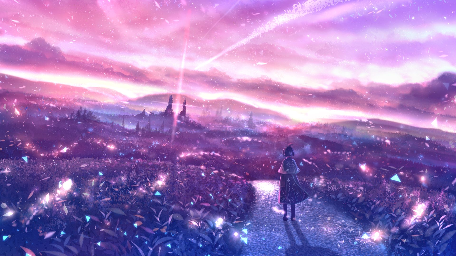 1920x1080 Desktop wallpaper: Anime, Landscape, Cloud, Scenic 4K free download for PC. 1012121
