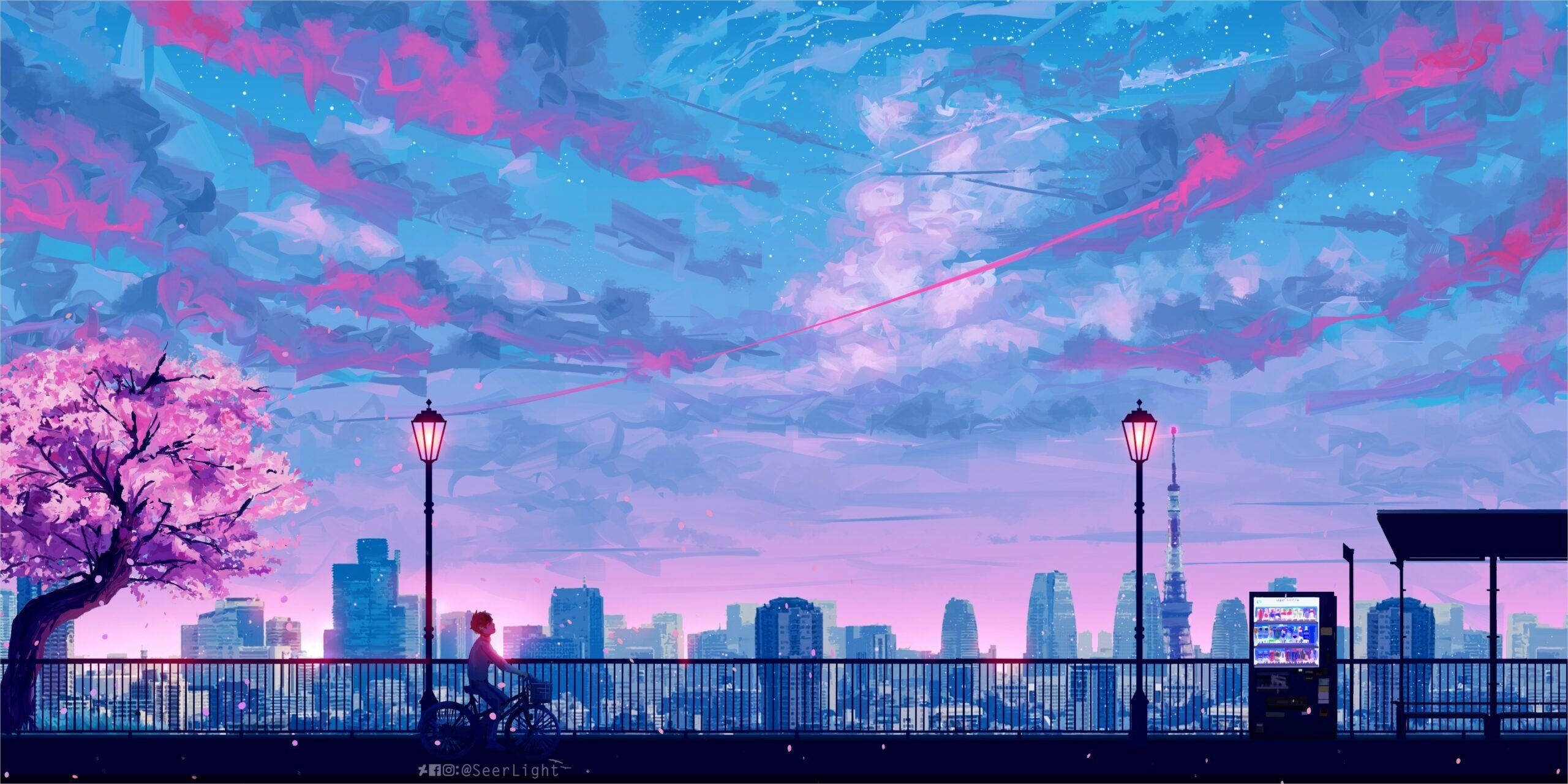 2560x1281 Anime Landscape HD Wallpaper 105806