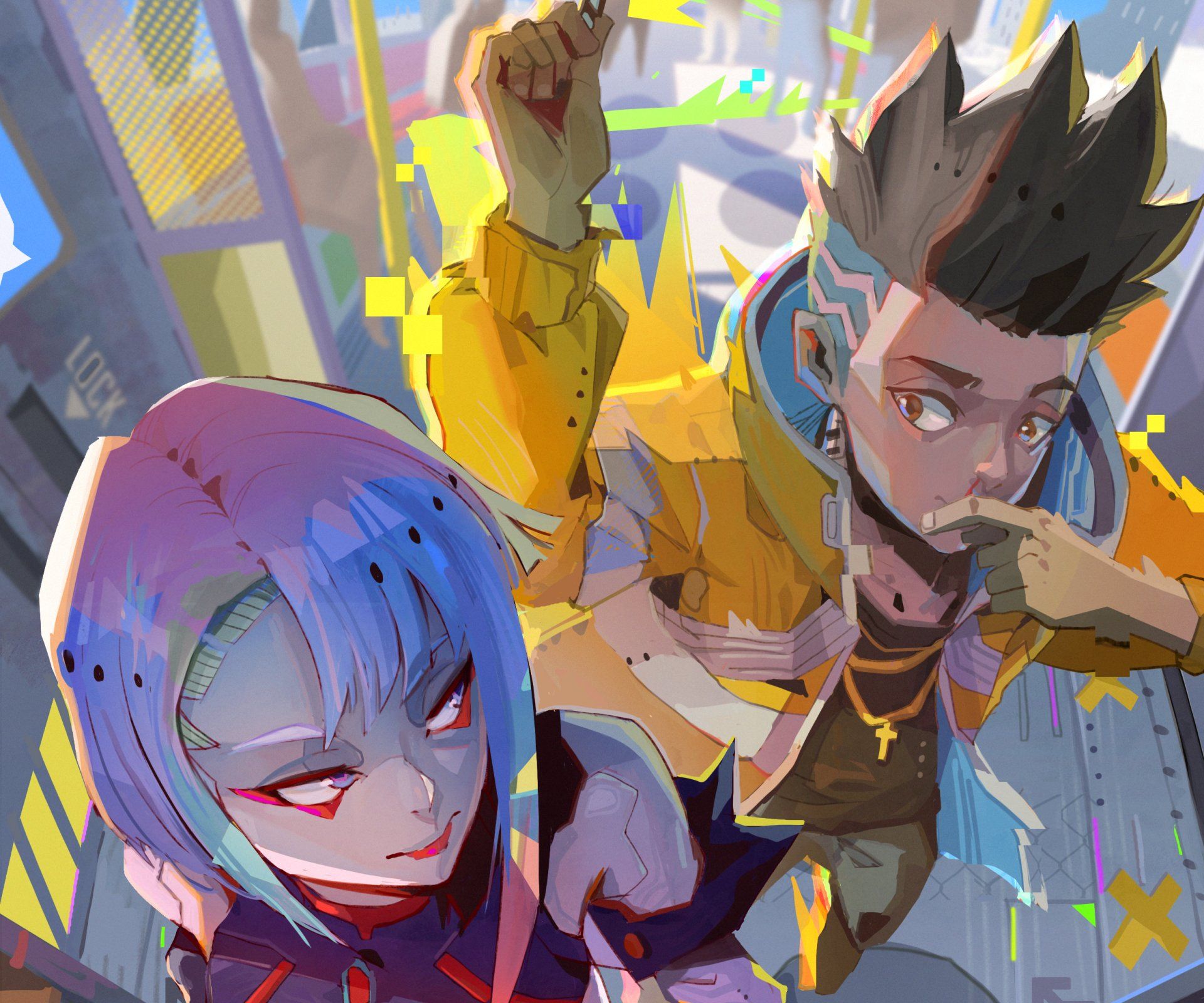 1920x1600 Cyberpunk Edgerunners HD: Dynamic David & Lucy Anime Wallpaper by 鬼.G-三x2067