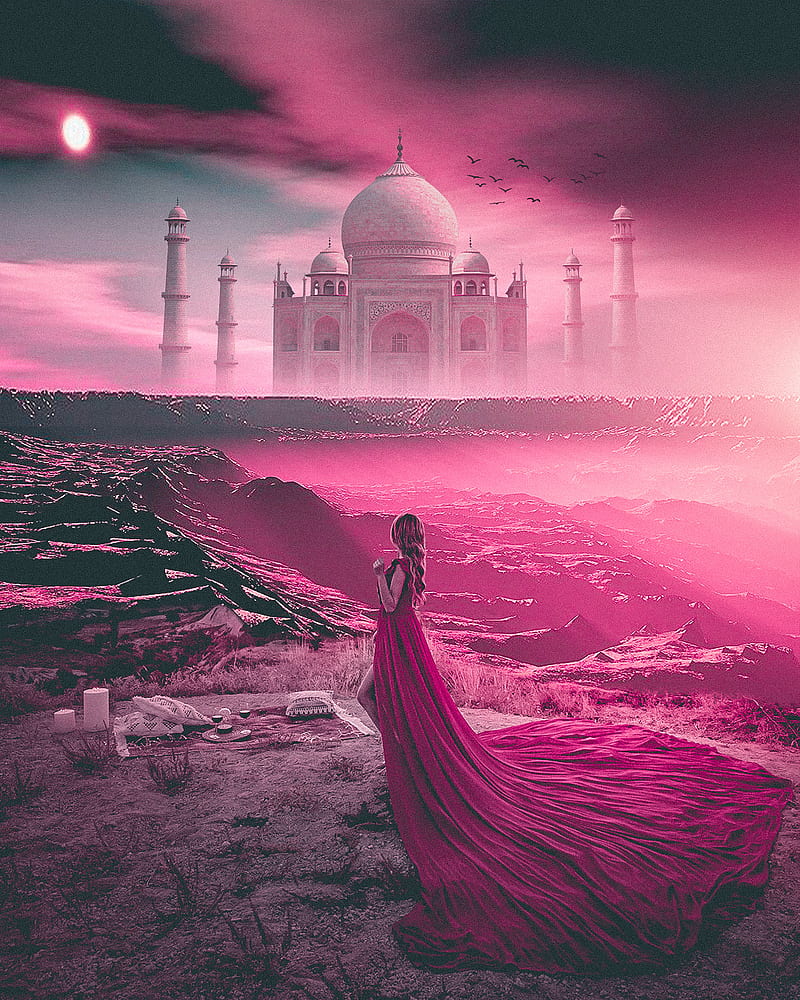 800x1000 Pink Future, city, girl, mosque, new, new york, planet, ramxmhr, tajmahal, HD phone wallpaper