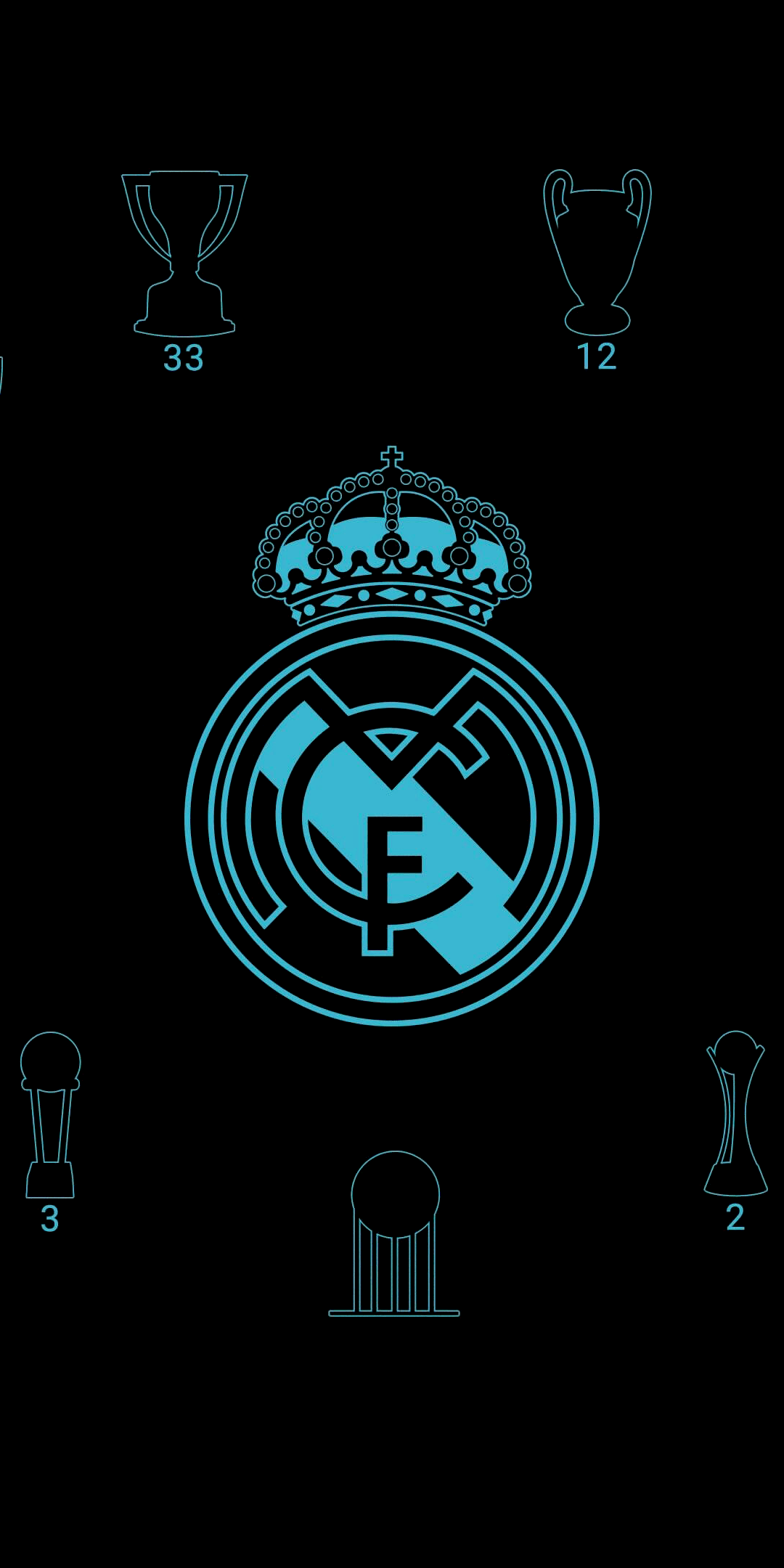 1080x2160 Real Madrid CF Wallpaper 4K, Black background, Minimalist