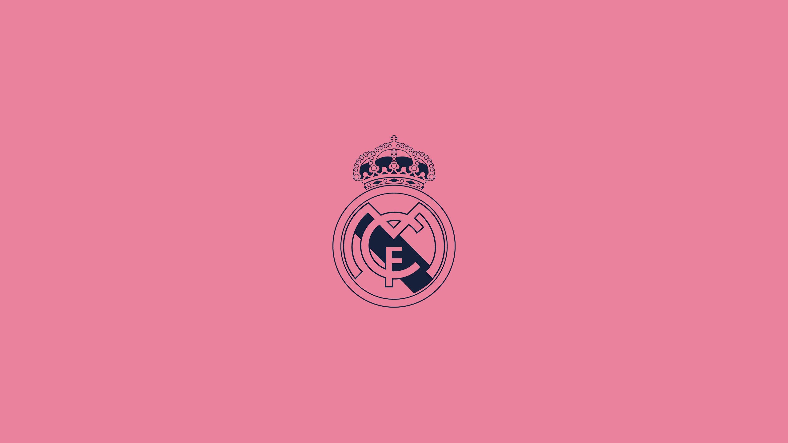 2560x1440 Crest Emblem Logo Soccer Symbol Light Pink Background HD Real Madrid C.F Wallpaper