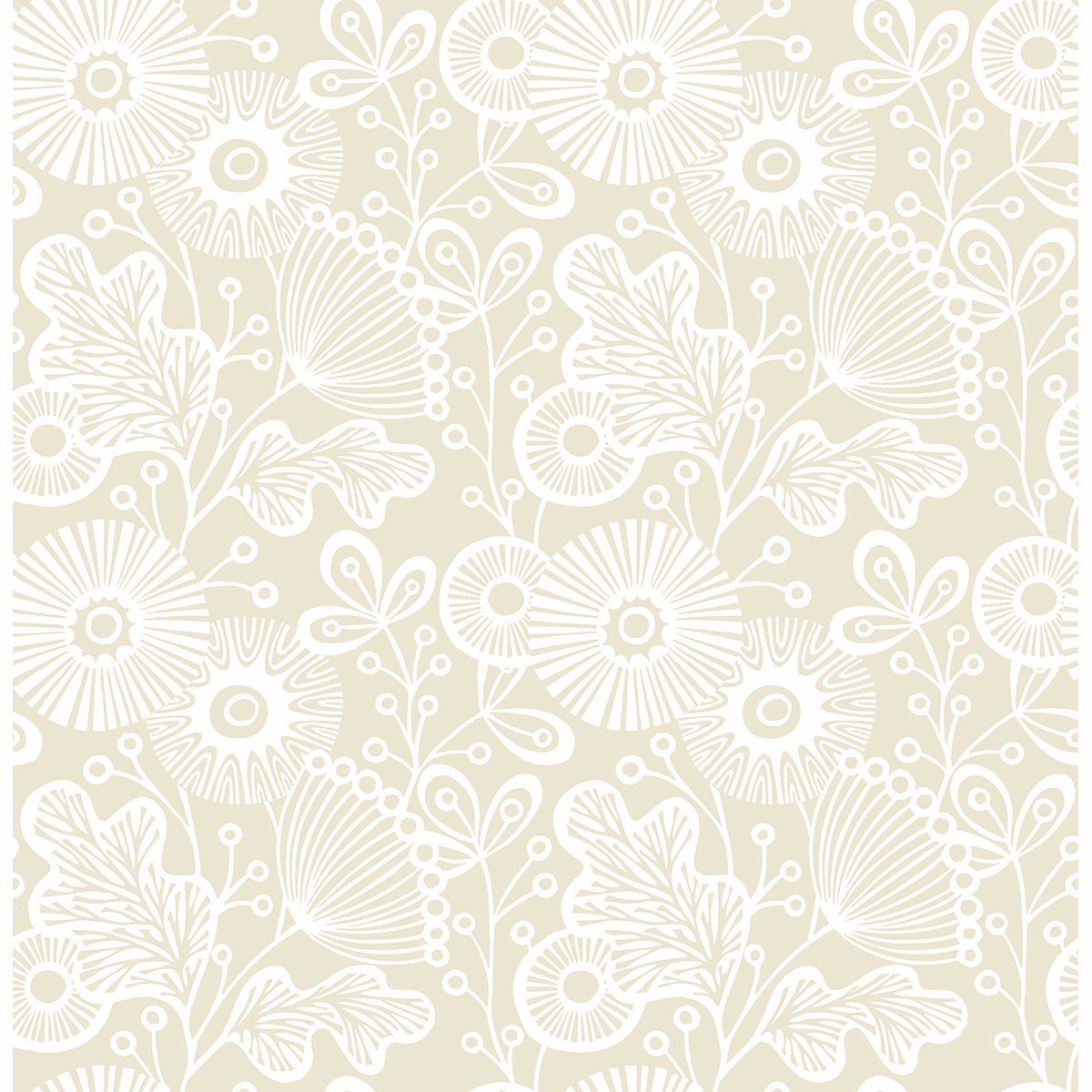 1200x1200 2821 25108 Ana Cream Floral Wallpaper