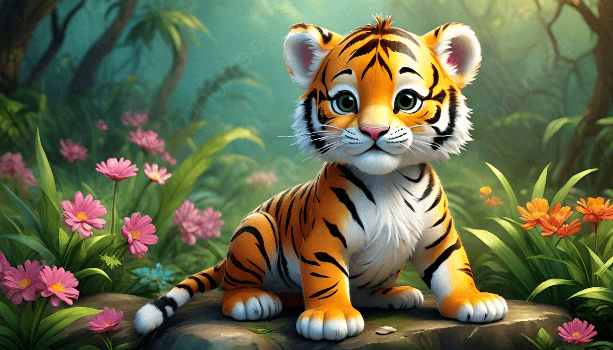 1200x686 Little Tiger Baby Cute 3D Ai Day, Tiger Day, Baby Tiger, Tiger 3D Background Image And Wallpaper for Free Download