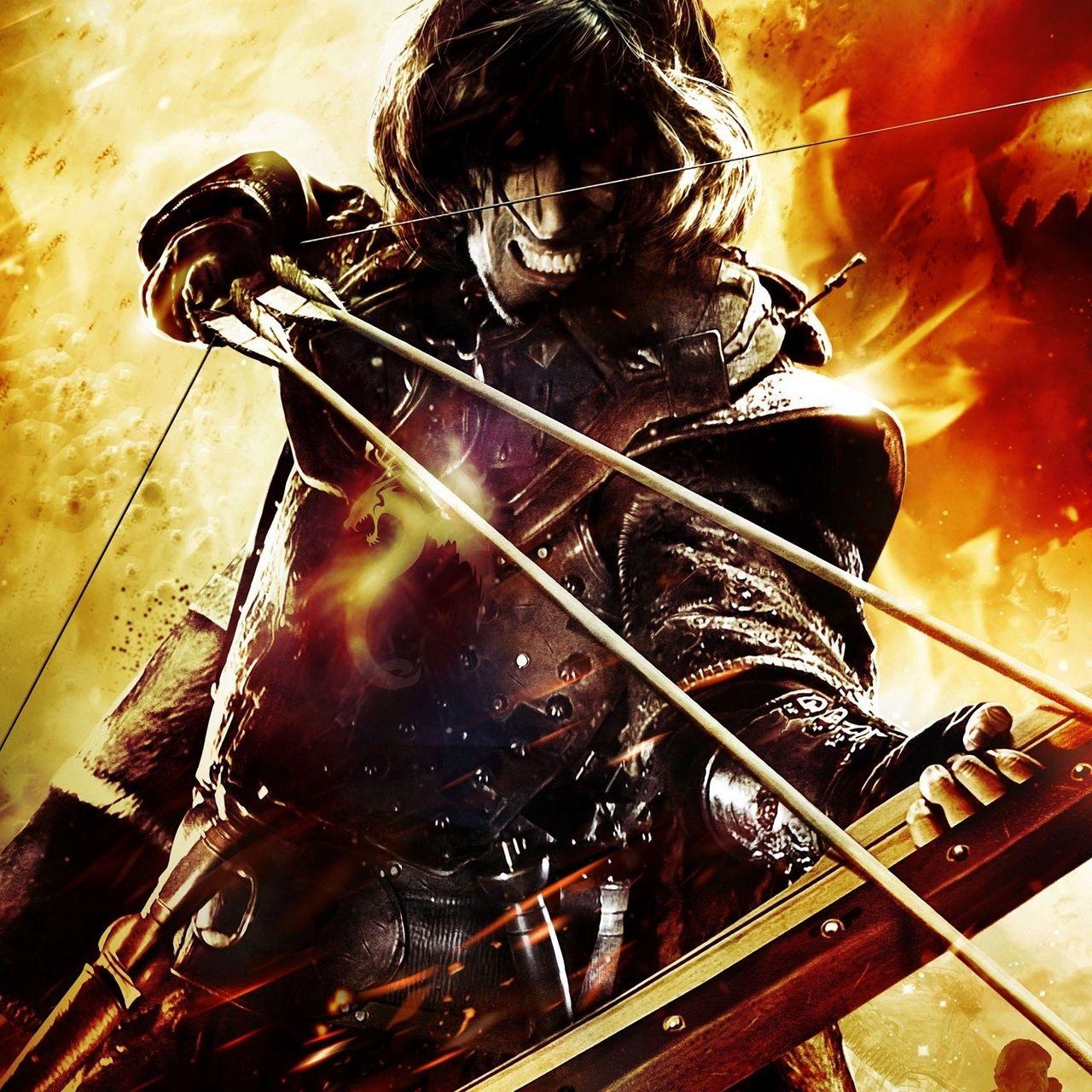 1280x1280 Download wallpaper 1280x1280 dragons dogma, bow, arrows, fire, teeth