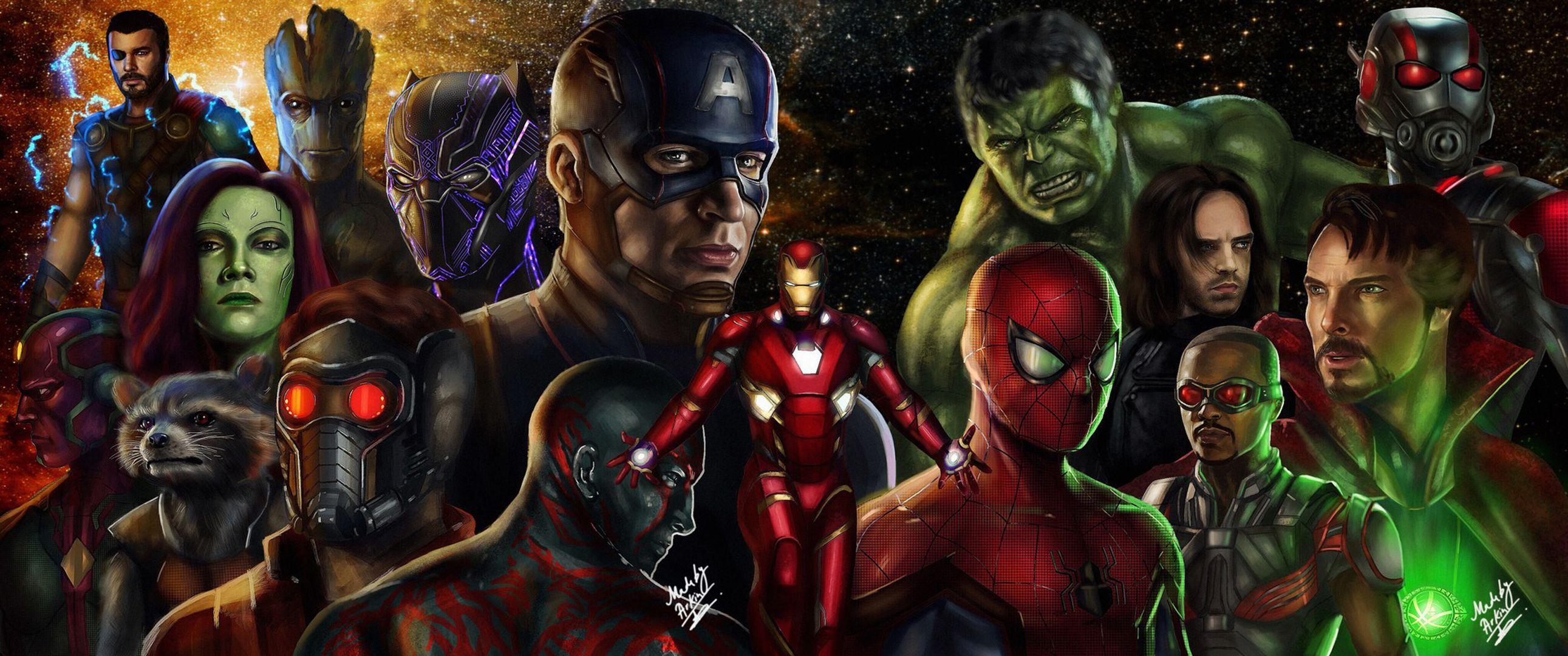 2582x1080 avengers infinity war, hd, digital art, artwork, movies, superheroes, artstation, artist, iron man, captain america, star lord, groot, black panther, doctor strange, hawkeye, hulk, ant man. Mocah.org HD Wallpaper