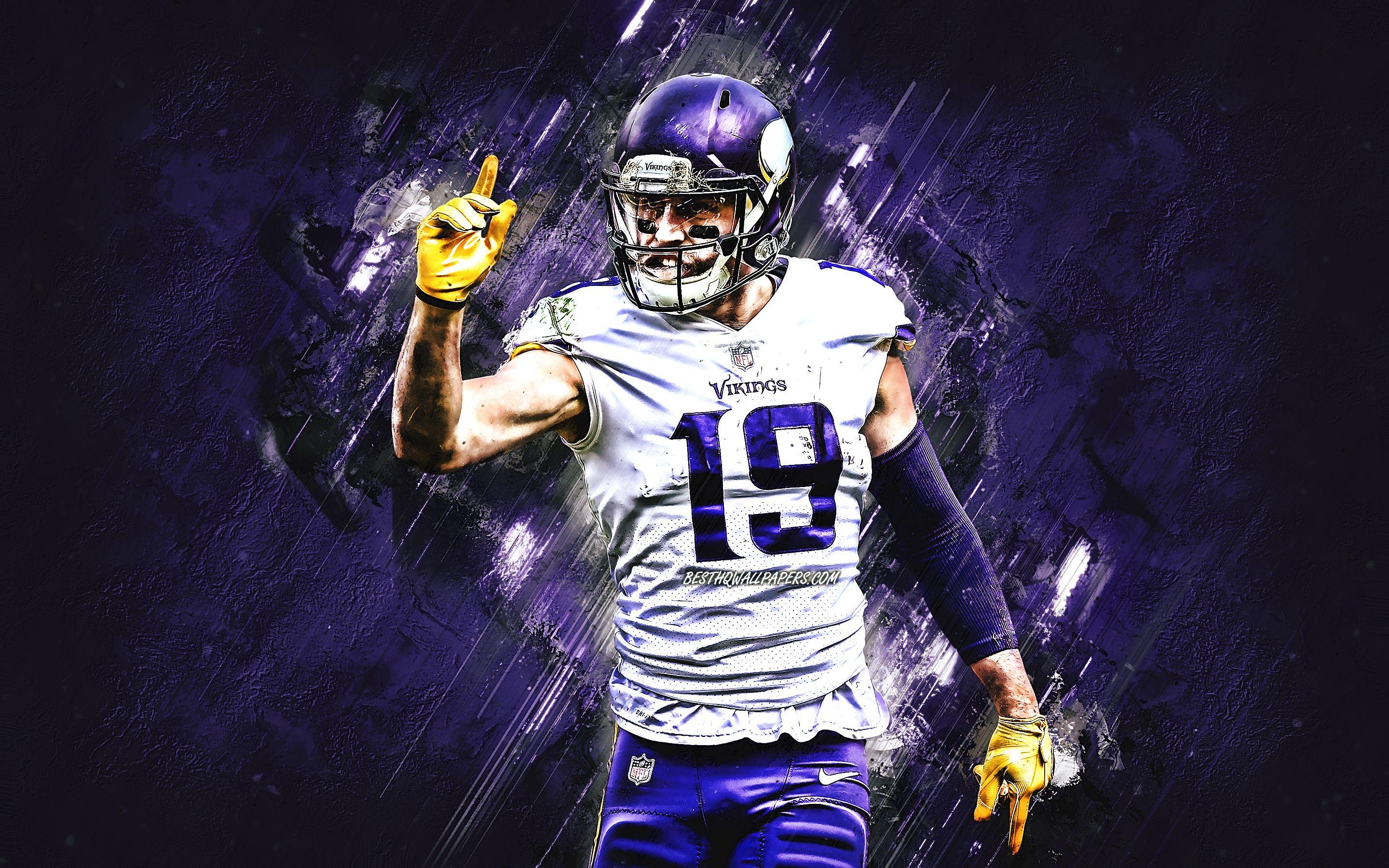 2880x1800 Download wallpaper Adam Thielen, Minnesota Vikings, NFL, american football, portrait, purple stone background, National Football League, USA for desktop with resolution 2880x1800. High Quality HD picture wallpaper