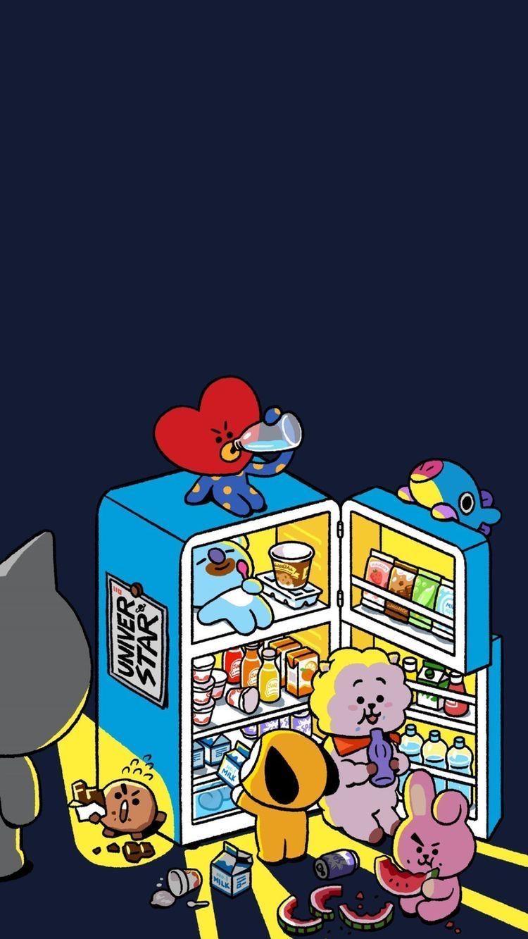 750x1333 At weekends we should relax and eat. Bts chibi, Bts drawings, Cartoon wallpaper