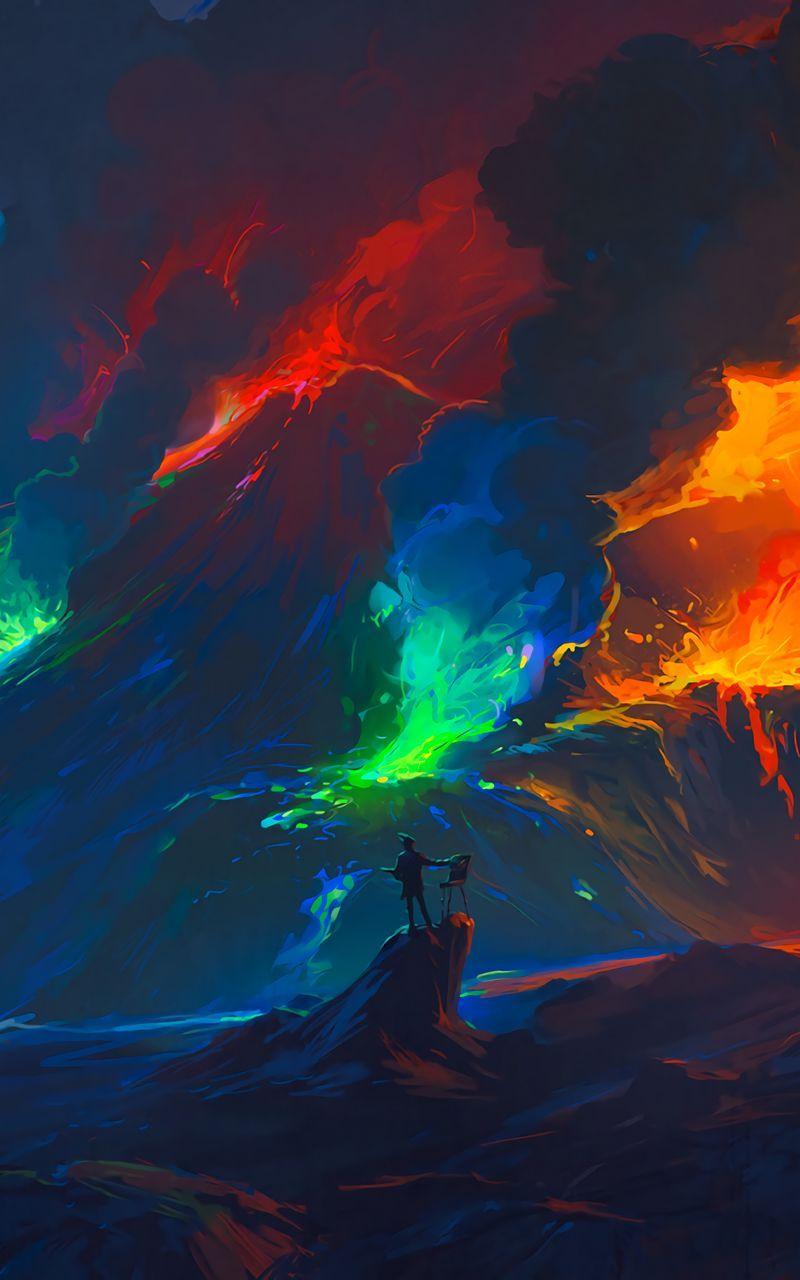 800x1280 Download Wallpaper 800x1280 Artist, Waves, Colorful, Art, Fantasy Samsung Galaxy Note Gt N Meizu Mx2 HD Background