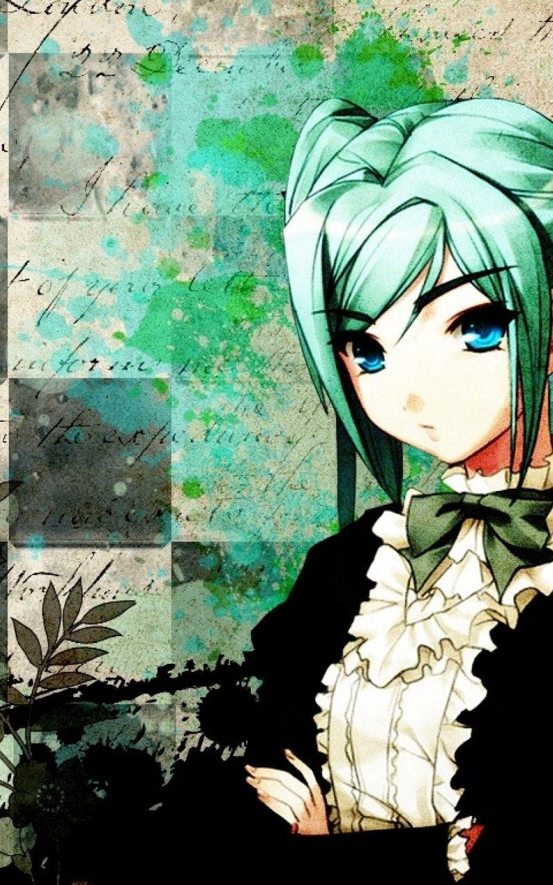 800x1280 Anime Girl Green Hair Cross Nexus 7 wallpaper