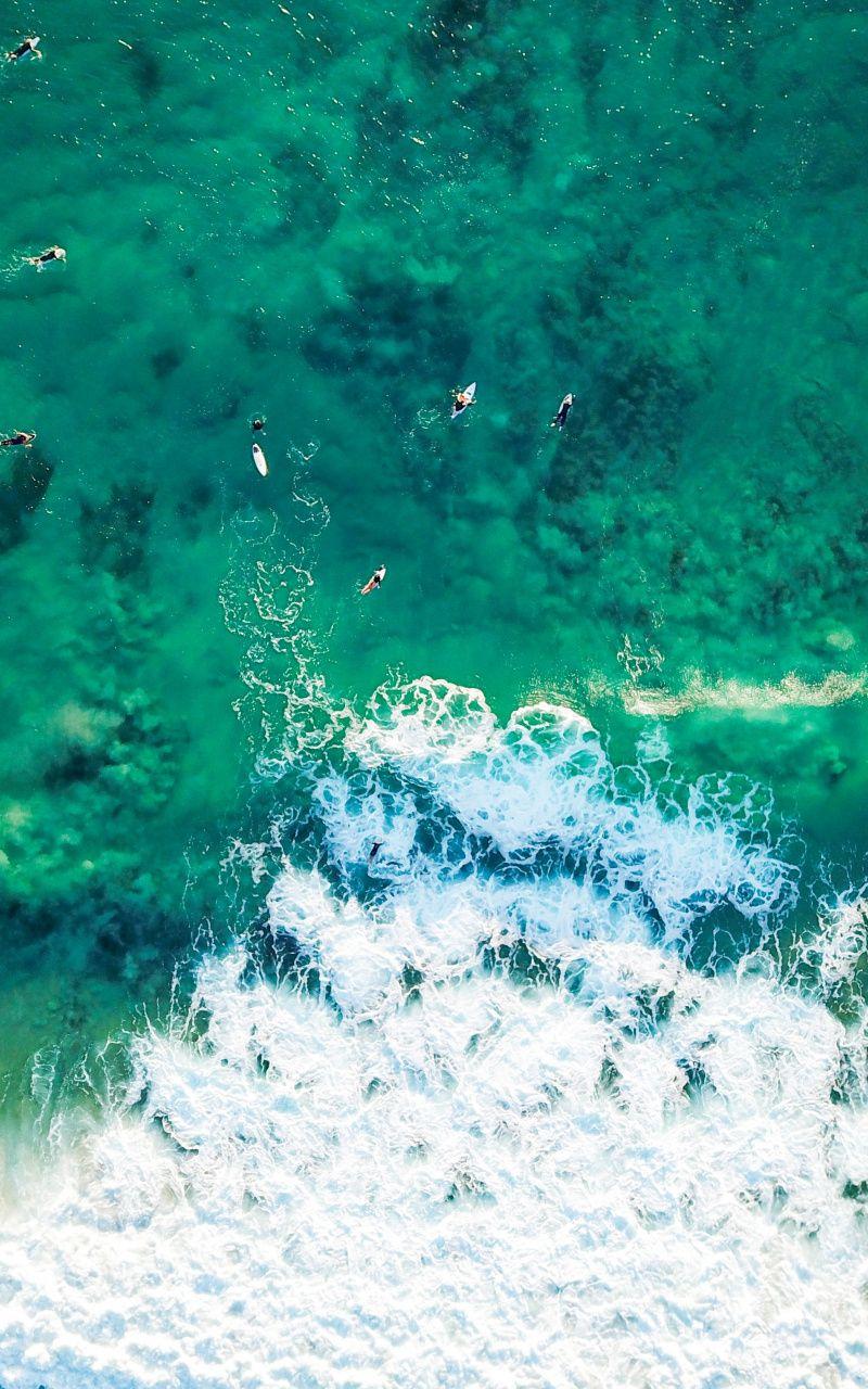800x1280 Download Sea Waves, Surfers, Sea, Aerial View Wallpaper, 800x Samsung Galaxy Note GT N Meizu MX 2
