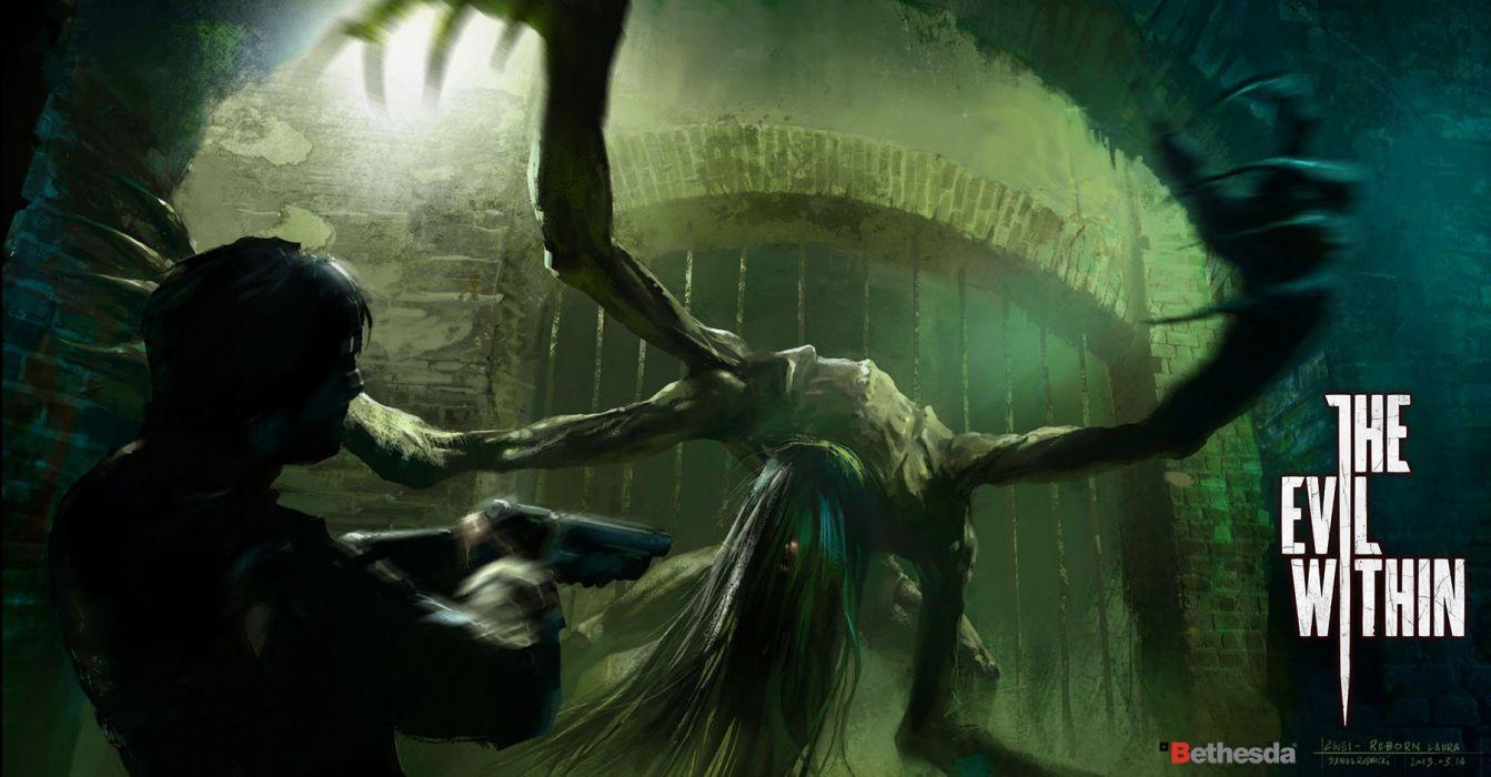 1343x700 EVIL WITHIN survival horror action fighting 1ewith dark zombie monster wallpaperx938