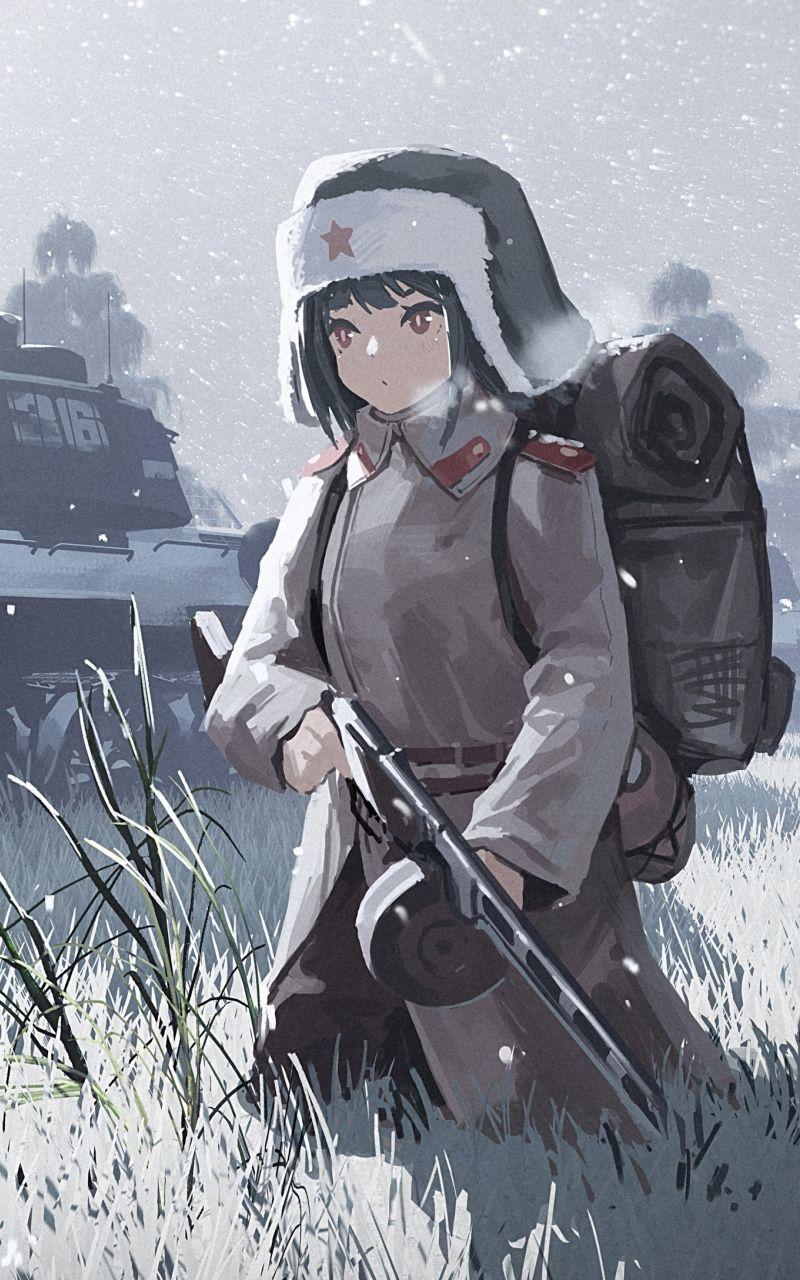 800x1280 Download 800x1280 Wallpaper War, Solider, Anime Girl, Art, Samsung Galaxy Note Gt N Meizu Mx 800x1280 HD Image Background