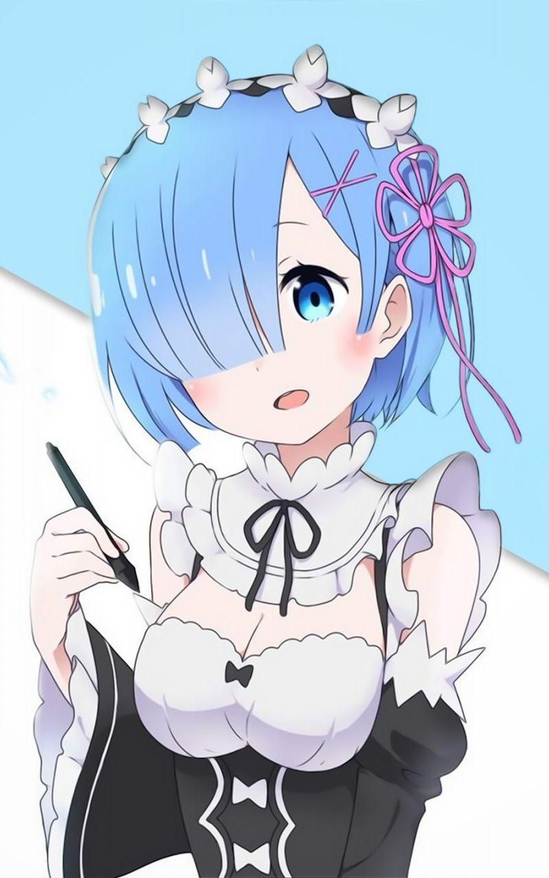 800x1280 Download Beautiful, Short Hair, Anime Girl, Rem, Re:Zero Wallpaper, 800x Samsung Galaxy Note GT N Meizu MX 2
