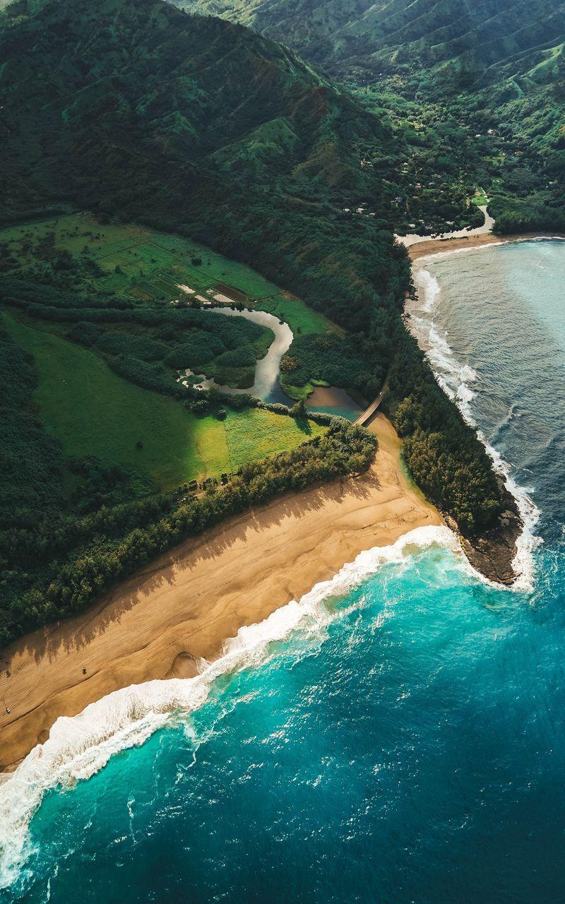 800x1280 Download Wallpaper 800x1280 Ocean, Beach, Aerial View, Kauai, Hawaii Samsung Galaxy Note Gt N Meizu Mx2 HD Background