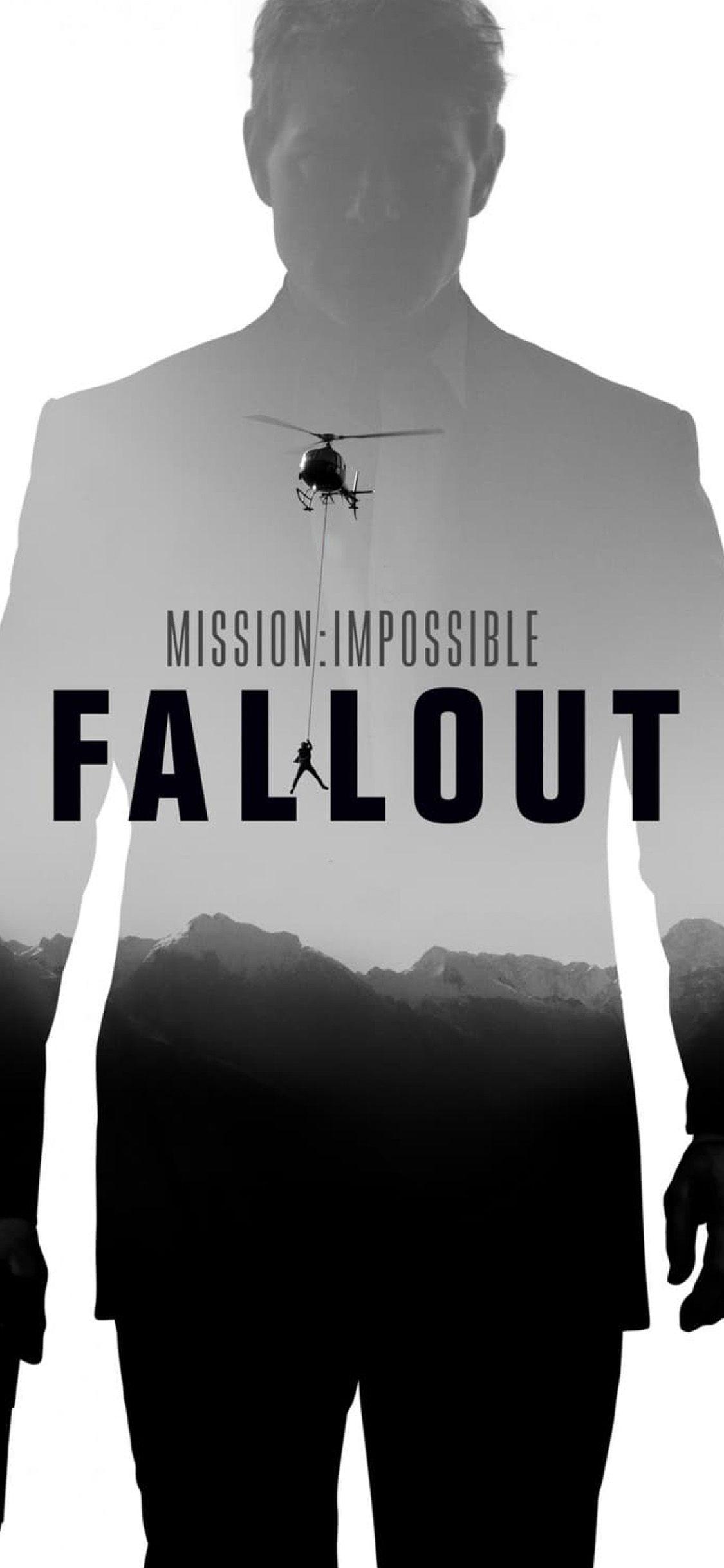 1125x2436 iPhone X wallpaper. mission impossible film fallout poster art bw