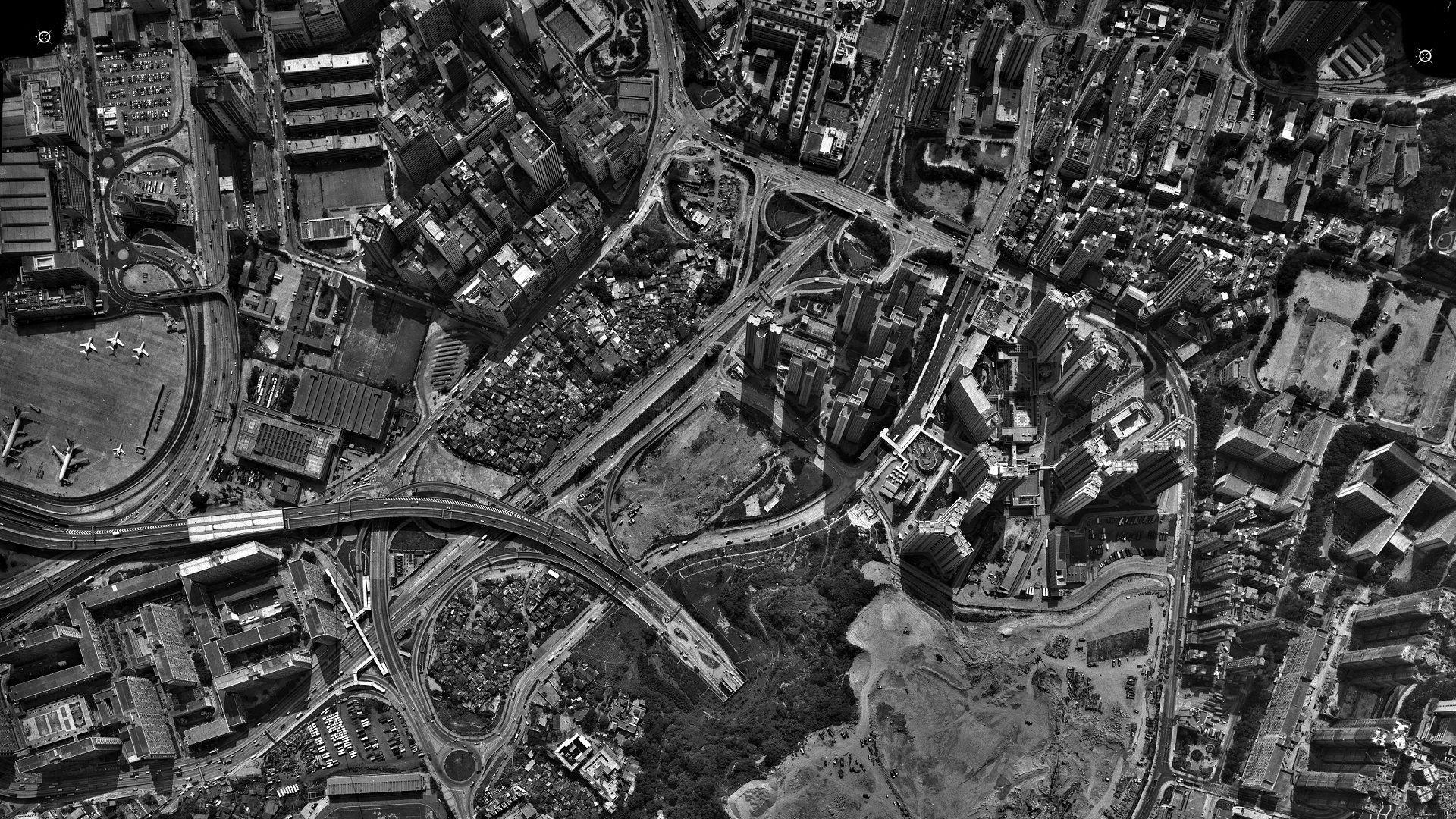 1920x1080 Hong Kong, Airport, Airplane, Tunnel, Highway, Aerial view, Monochrome, Building Wallpaper HD / Desktop and Mobile Background
