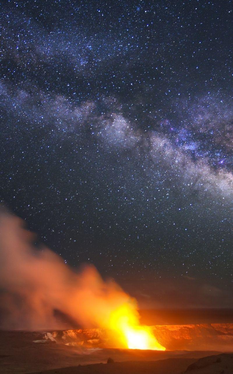 800x1280 Download 800x1280 Wallpaper Hawaii, Volcano, Eruption, Milky Way, Night, Nature, Samsung Galaxy Note Gt N Meizu Mx 800x1280 HD Image Background