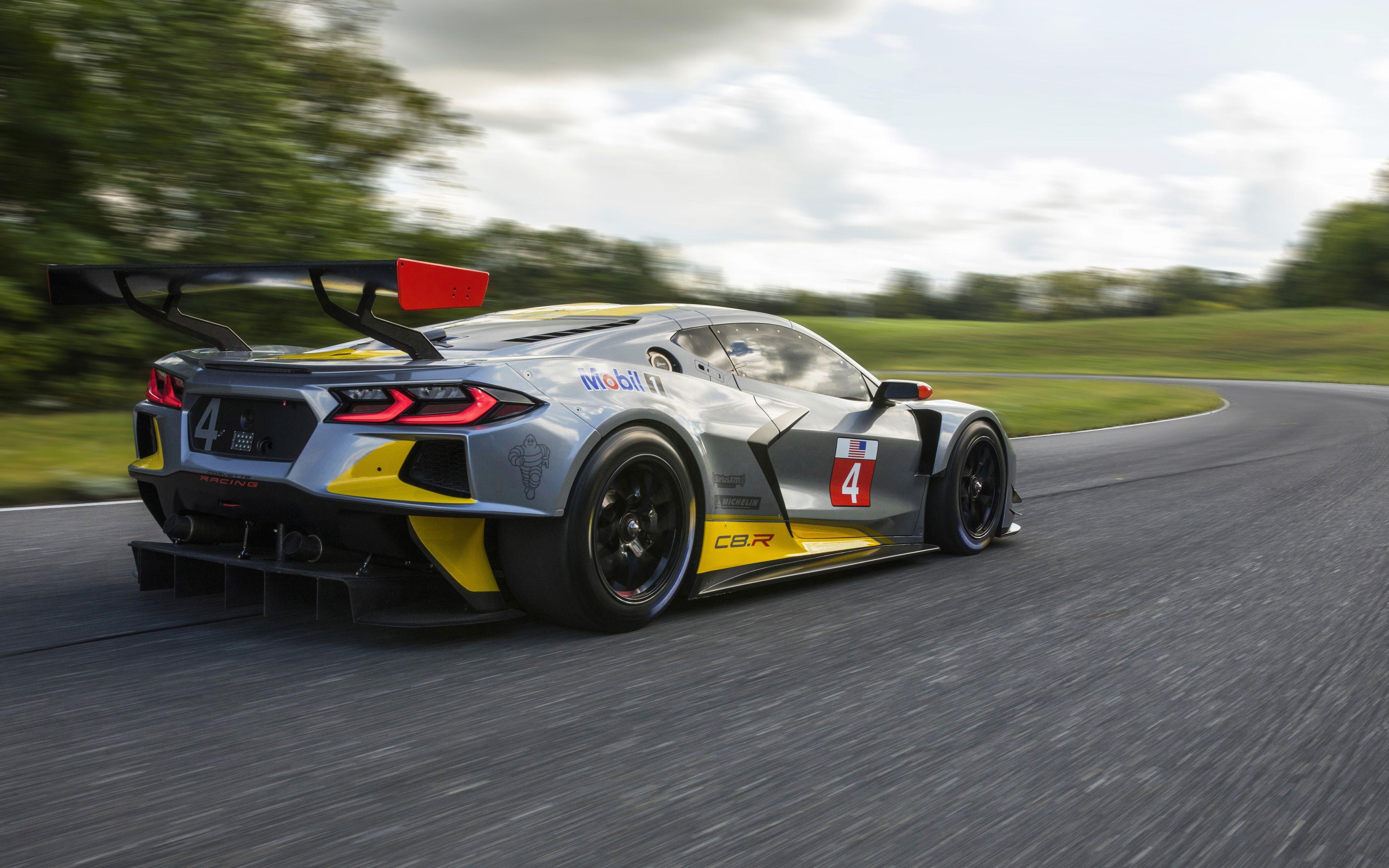 3840x2400 Download wallpaper Chevrolet Corvette C8R, rear view, race car, tuning Corvette, race track, American sports cars, Chevrolet for desktop with resolution 3840x2400. High Quality HD picture wallpaper