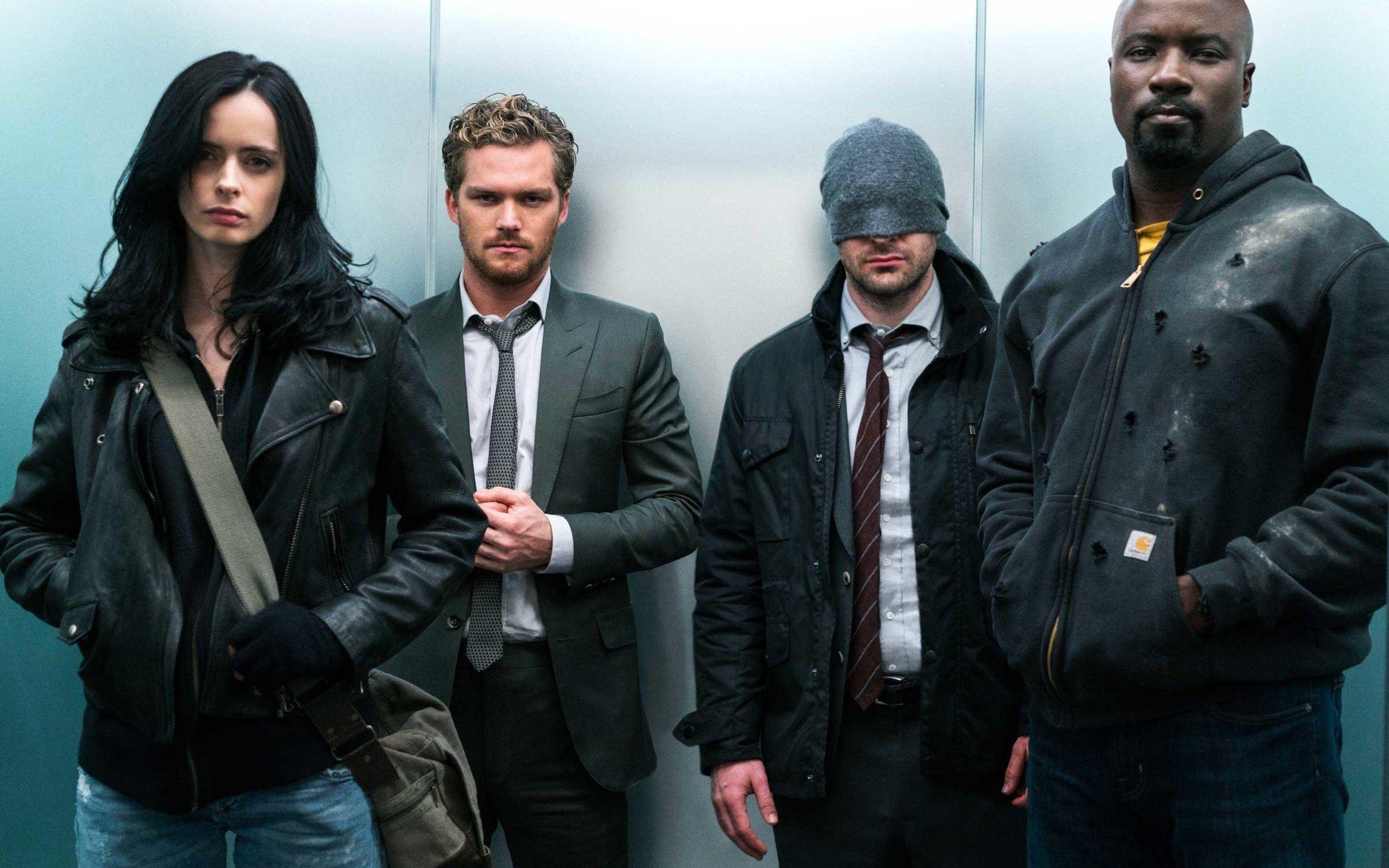 2560x1600 Download wallpaper The Defenders Cast, 2017 movie, Krysten Ritter, Mike Colter, Finn Jones, Charlie Cox for desktop with resolution 2560x1600. High Quality HD picture wallpaper