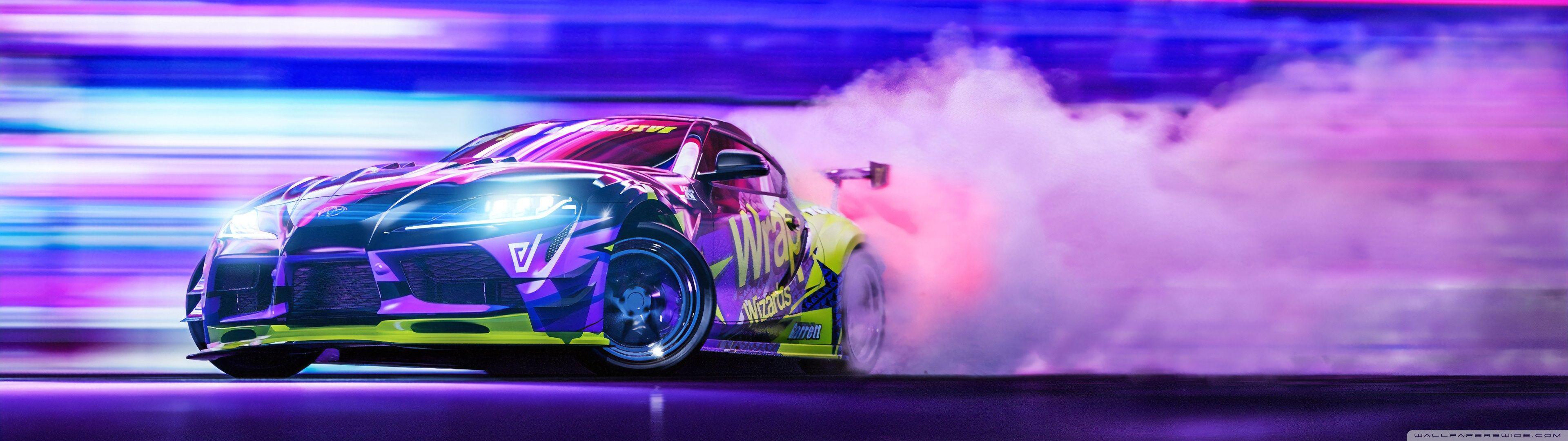 3840x1080 Toyota Supra Car Racing Drift Night Ultra HD Desktop Background Wallpaper for : Widescreen & UltraWide Desktop & Laptop : Multi Display, Dual Monitor : Tablet