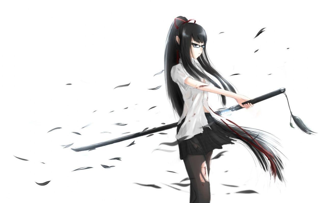 1280x800 Anime Girl with Katana Sword desktop PC and Mac wallpaper