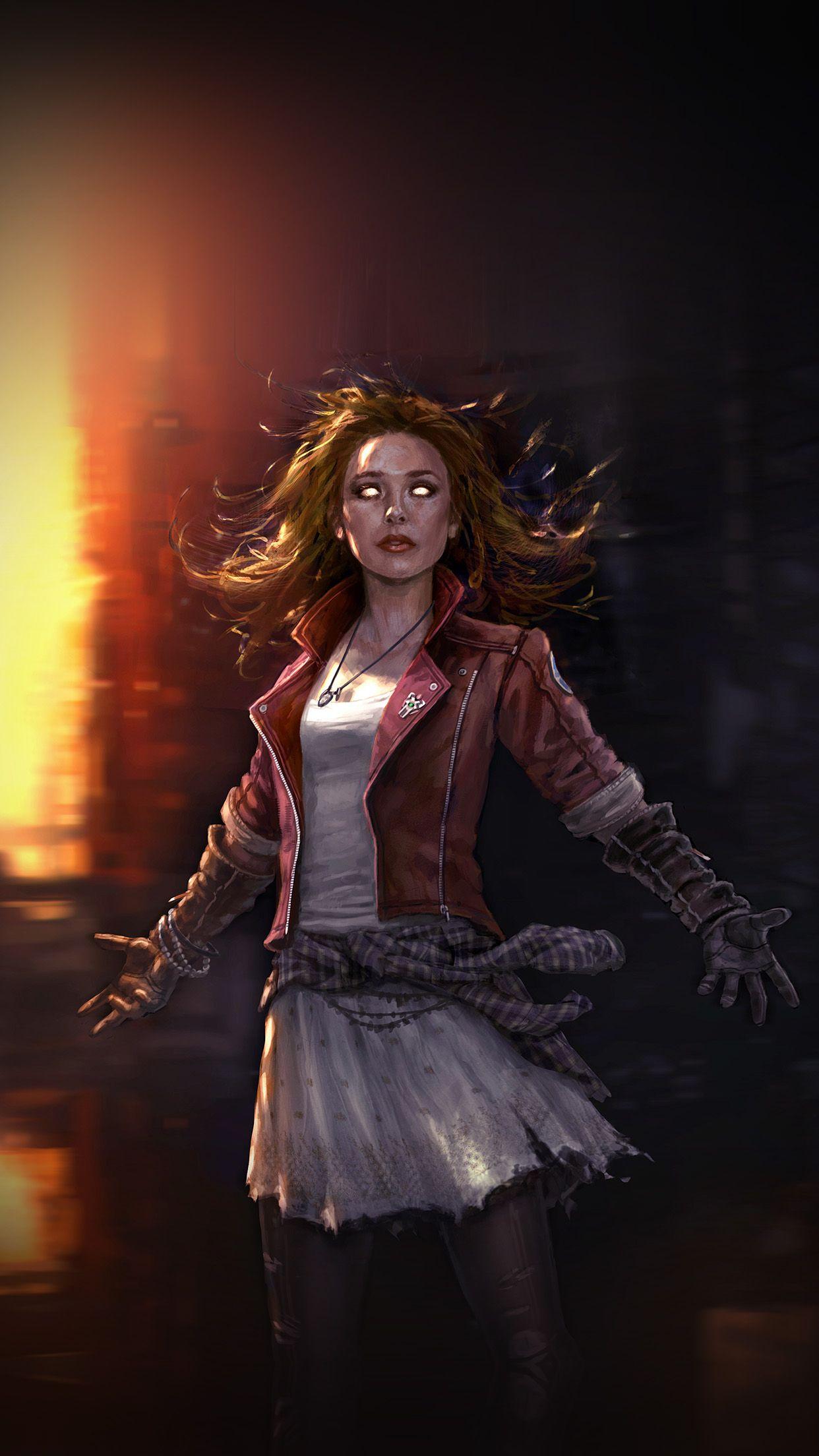1242x2208 Scarlett Witch Avengers Illust Scary Art Hero
