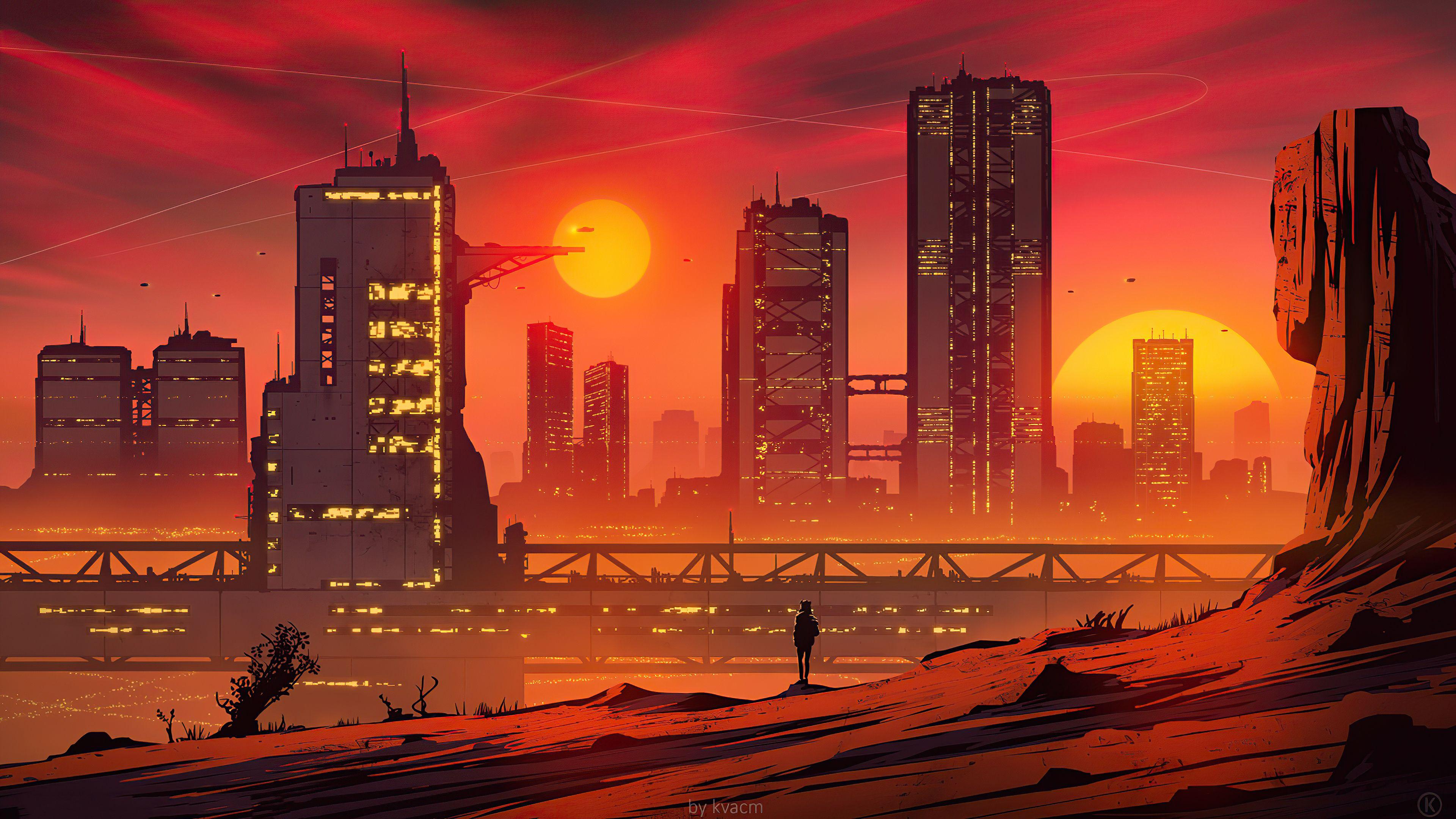 3840x2160 City Sun Down 4k, HD Artist, 4k Wallpaper, Image, Background, Photo and Picture