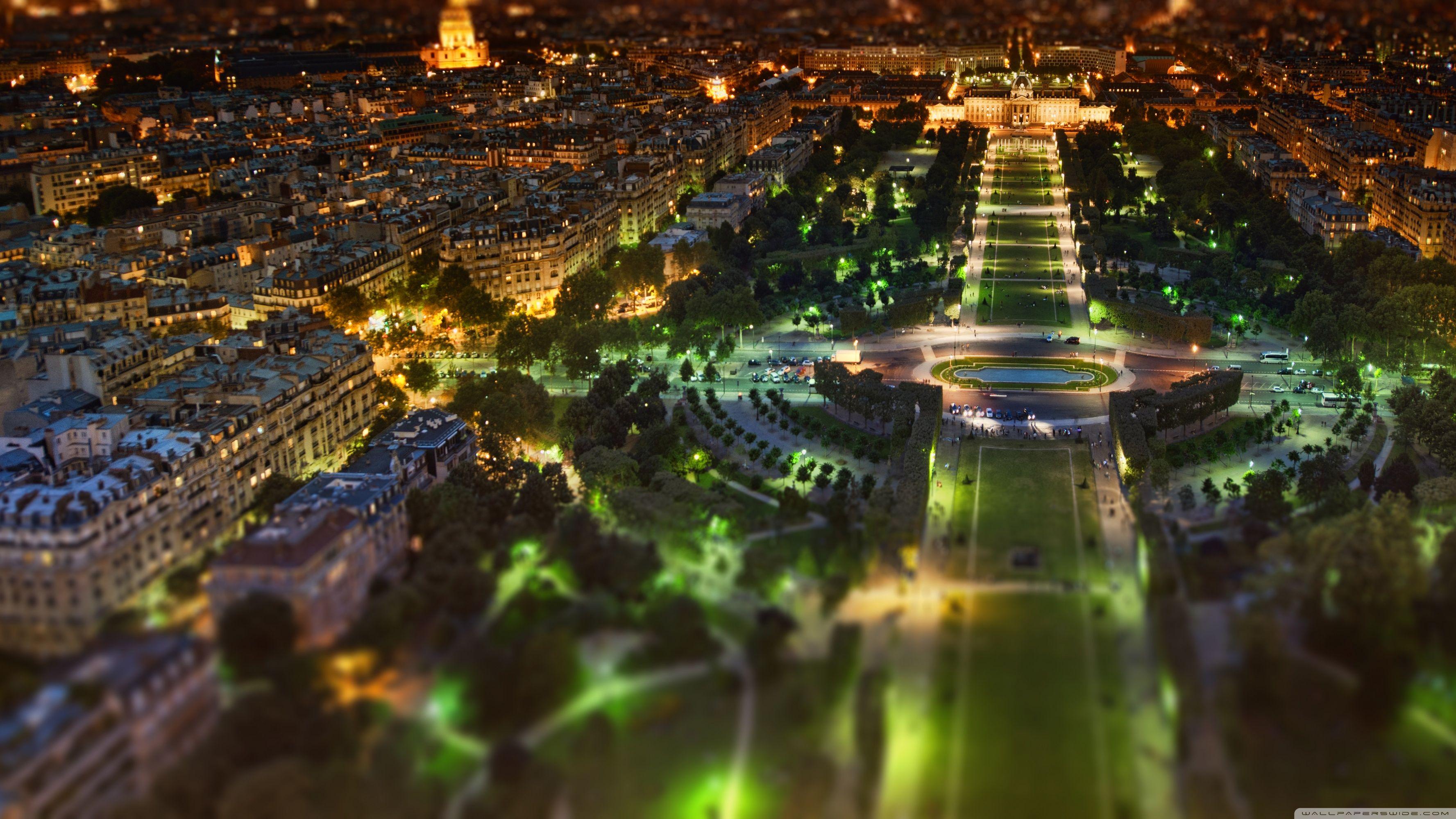 3554x1999 Paris Panorama At Night Tilt Shift Ultra HD Desktop Background Wallpaper for 4K UHD TV : Multi Display, Dual Monitor : Tablet
