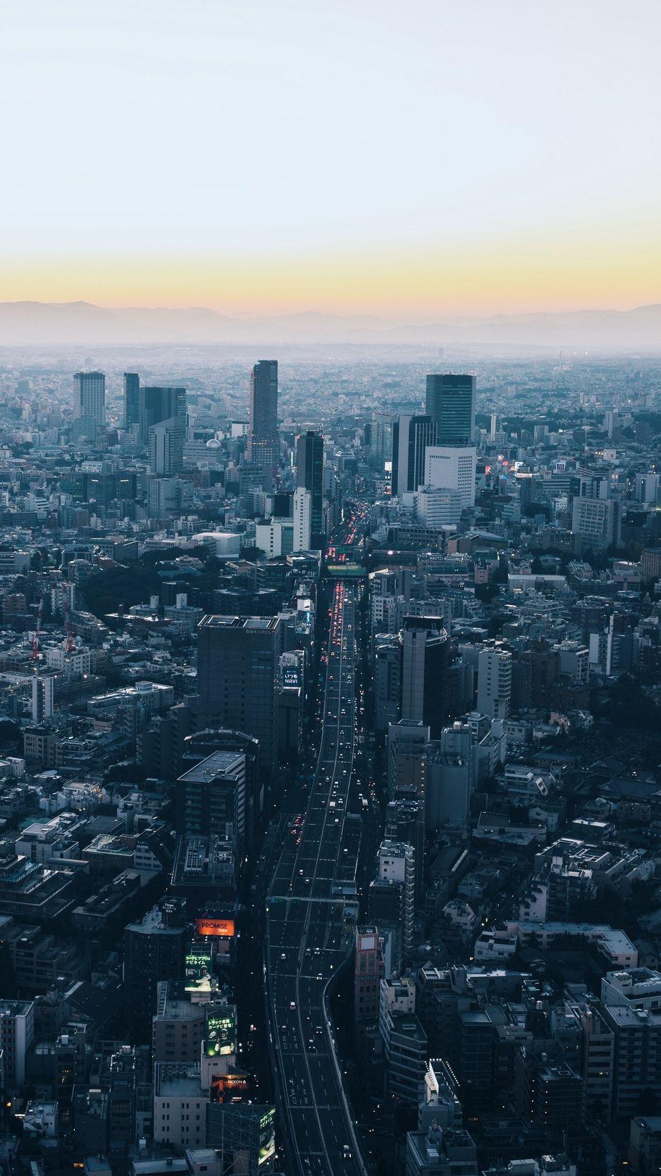 938x1668 Minato, japan, skyscrapers, city, view from above wallpaper