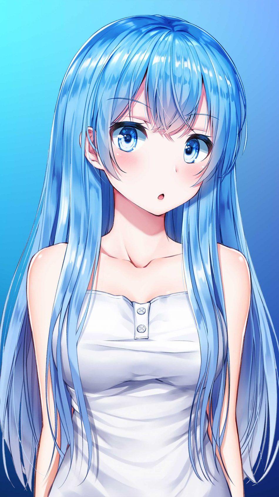 950x1689 Anime Girl Blue Hair Blue Eye 4K Ultra HD Mobile Wallpaper
