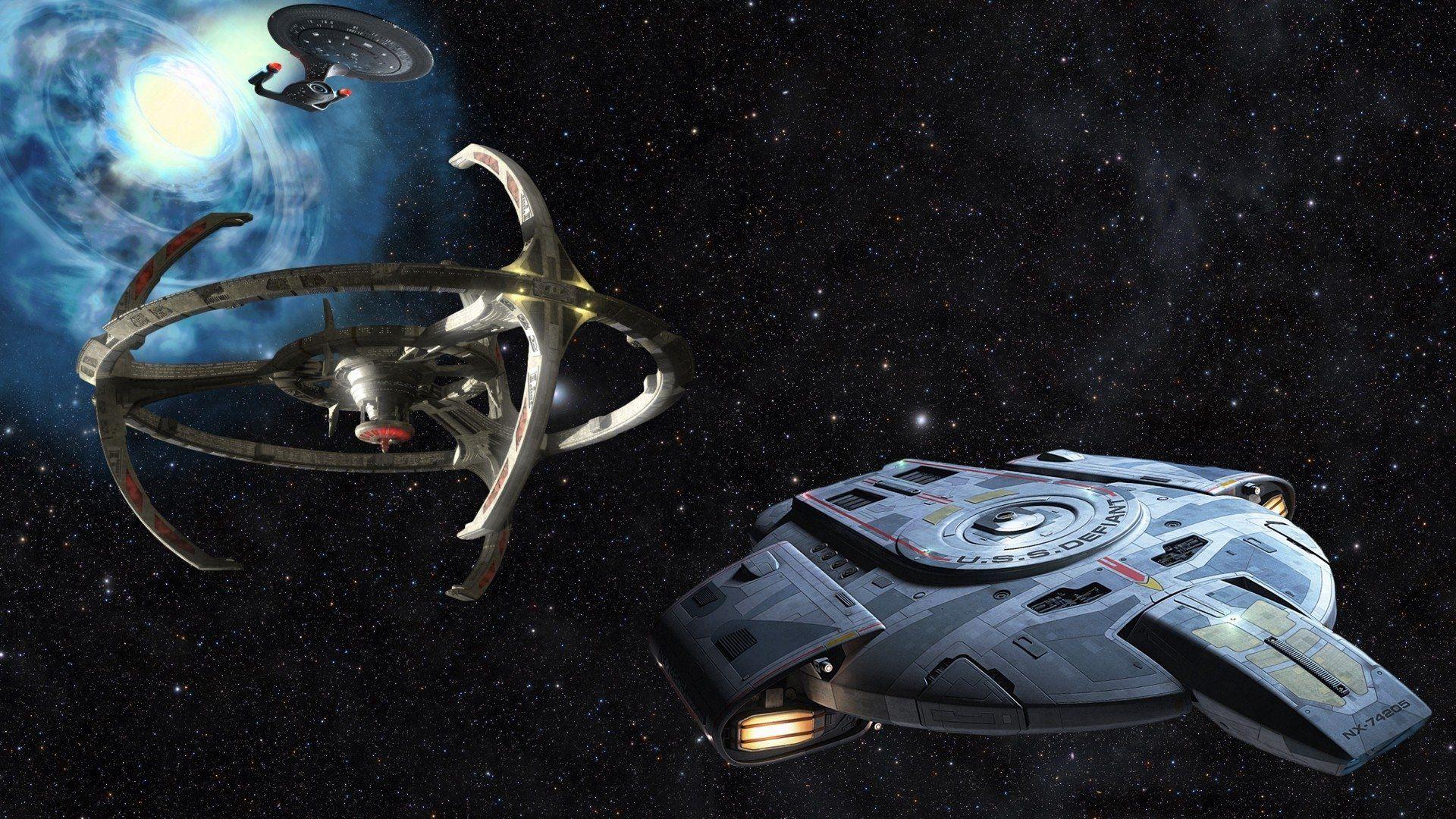 1920x1080 USS Defiant Approaches Deep Space Nine