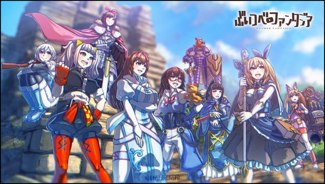 1236x700 a i channel aoi ch armor foxgirl fuji aoi fujisaki yua kaguya luna kizuna a i mirai akari raichi staff sword tokino sora watermark weapon wallpaperx1088