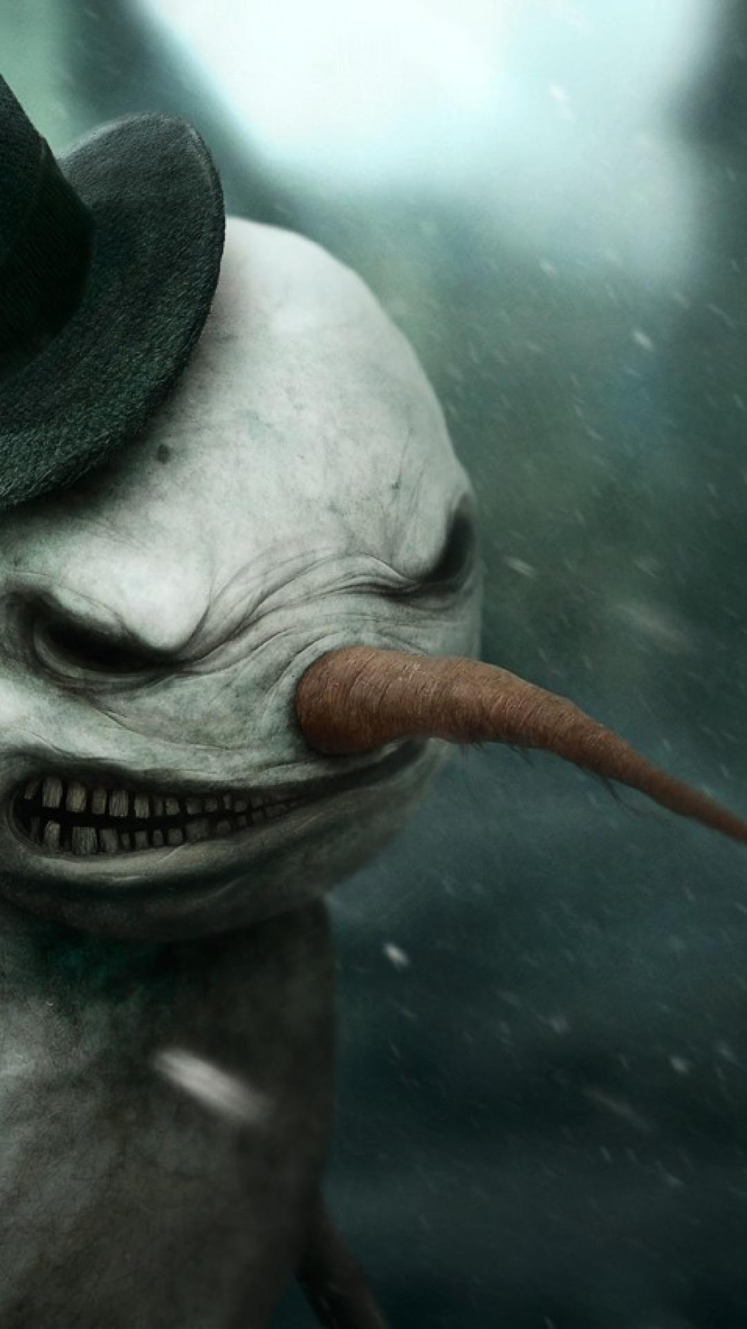 1080x1920 Horror digital art artwork snowman evil wallpaper