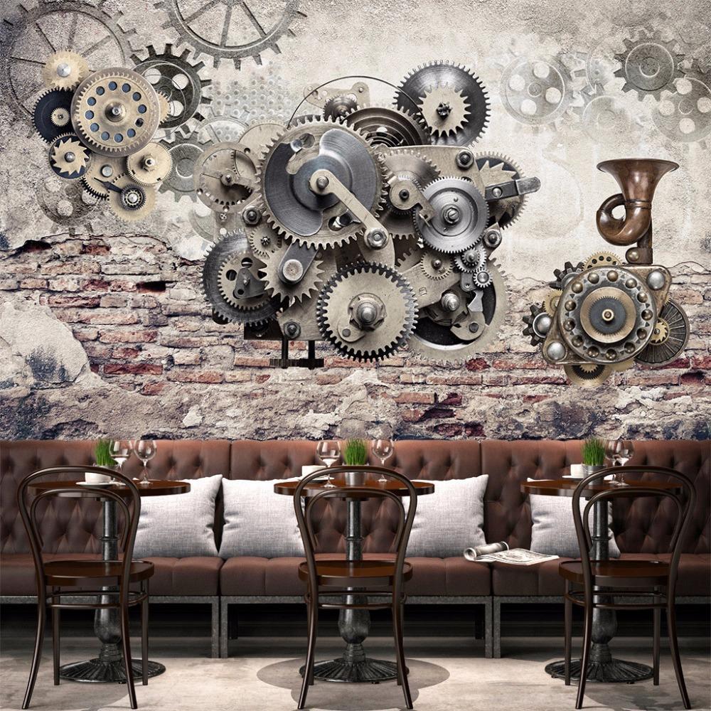 1000x1000 Mural Wallpaper Retro Mechanical Gears Sofa Backdrop