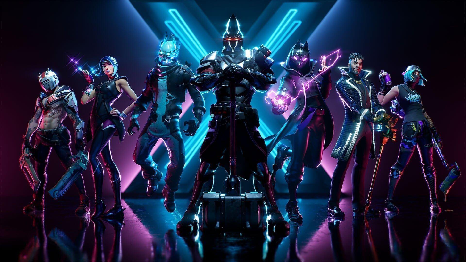 X-Lord, red grunge background, 2020 games, Fortnite, vortex