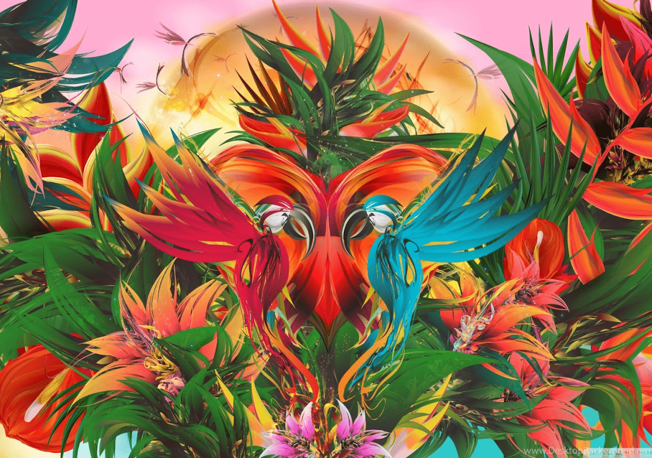 1280x900 Abstract Tropical Jungle Paradise Illustration HD Wallpaper Desktop Background