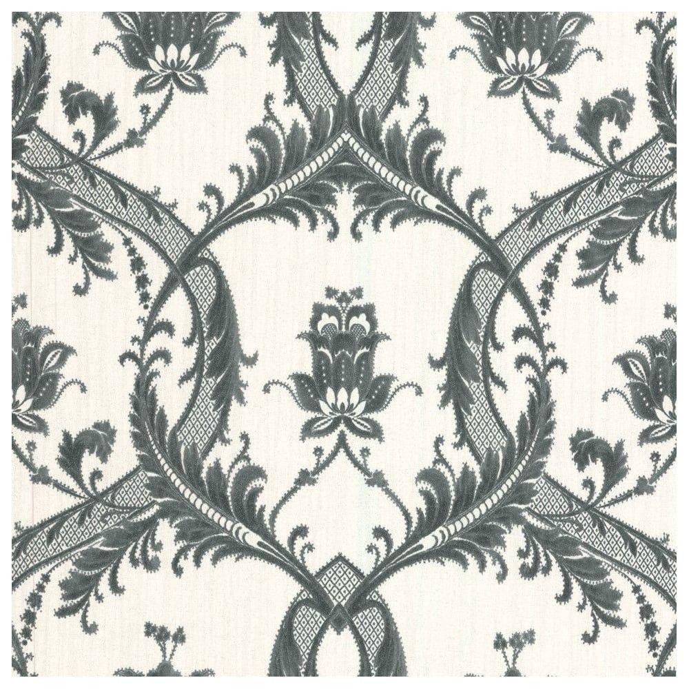 1000x1000 Fine Decor Milano Glitter White And Black Damask Wallpaper M95587 from Wallpaper Depot UK