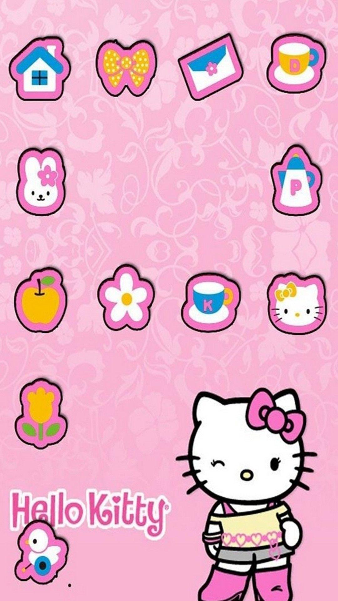 Hình nền Hello Kitty màu hồng 1080x1920