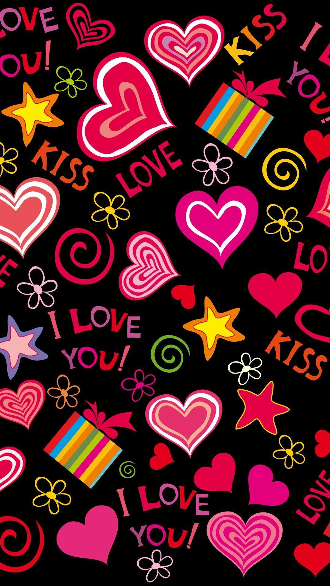 1080x1920 Colorful love hearts, sweet, vector, romantic iPhone X 3GS wallpaper download