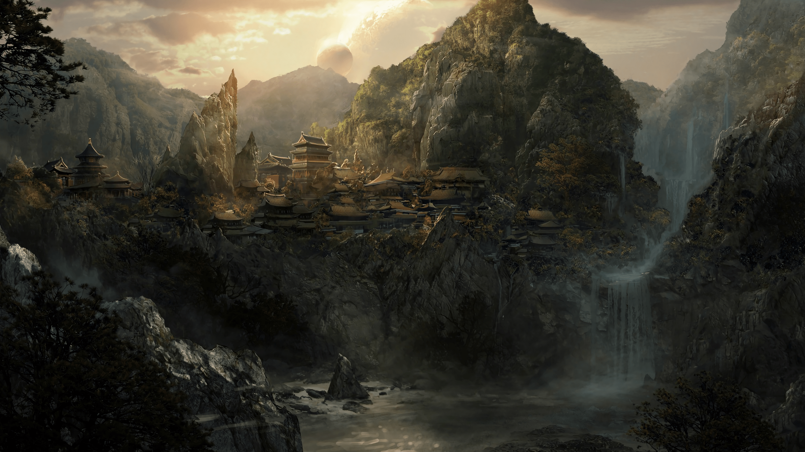 2560x1440 #waterfall, #city, #Japan wallpaper. Mocah.org HD Wallpaper