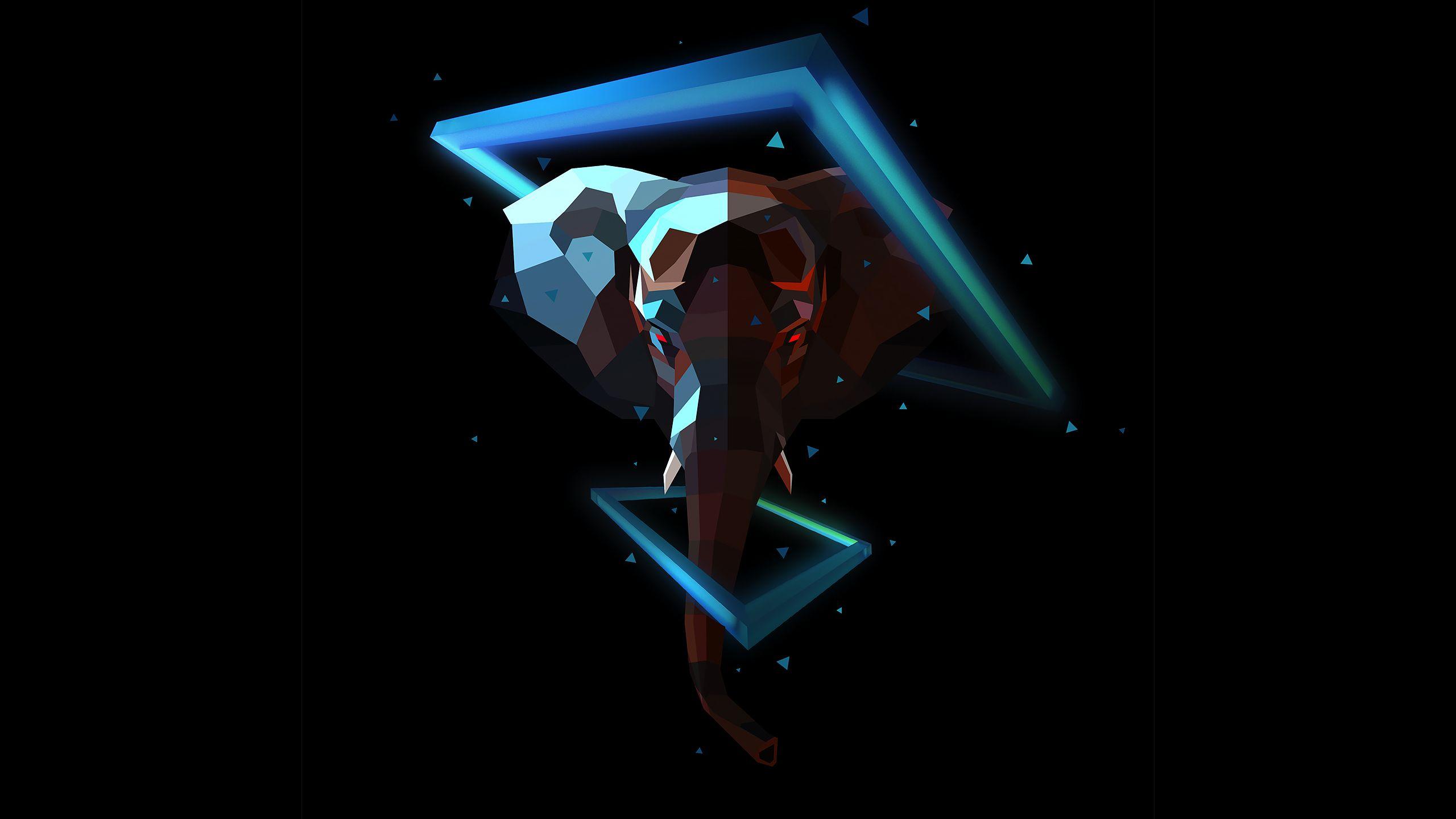 2560x1440 Elephant Lowpoly Artwork Wallpaper